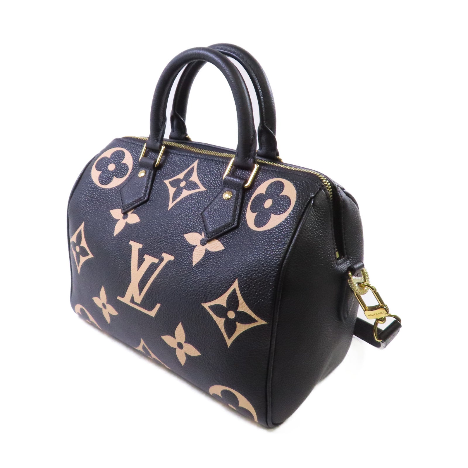 LOUIS VUITTON Monogram Empreinte Speedy Bandouliere 25 2Way Shoulder Bag金扣手挽肩背兩用袋啡色/杏色