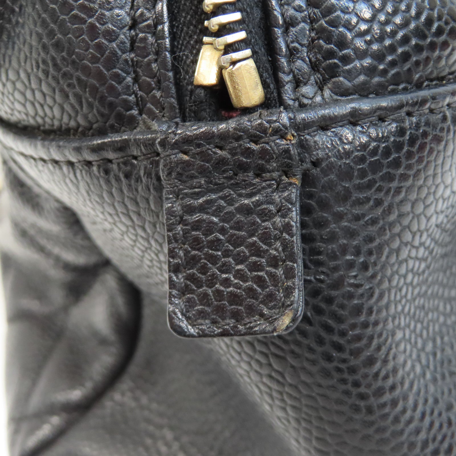 CHANEL 【激減優惠】菱格Caviar皮革Petite Timeless Tote金扣鏈帶手挽袋黑色