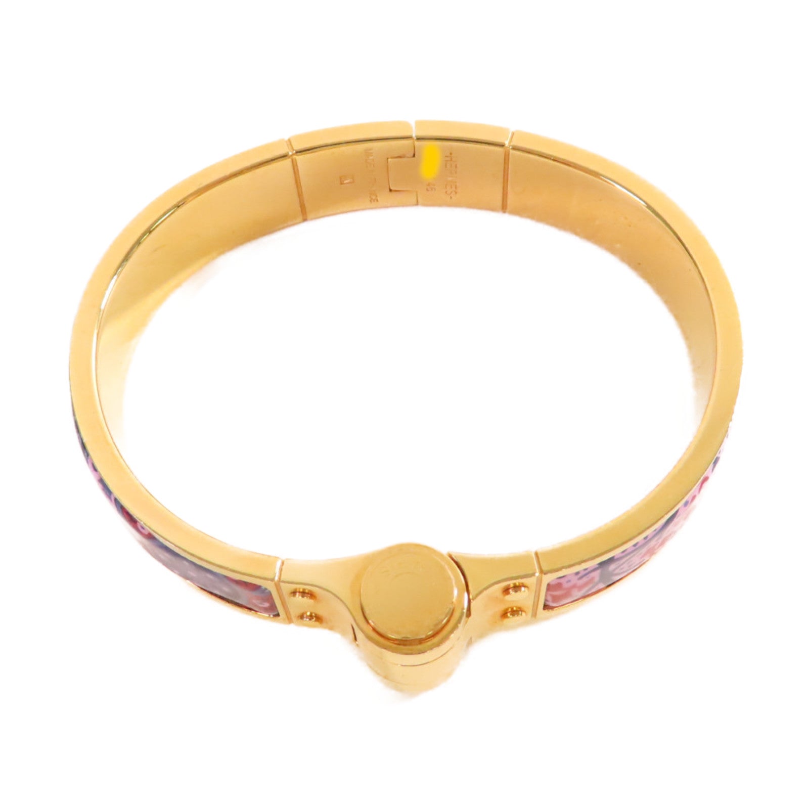 HERMES 金屬/琺瑯Charniere Bracelet手鐲紫色/藍色/彩色/金色