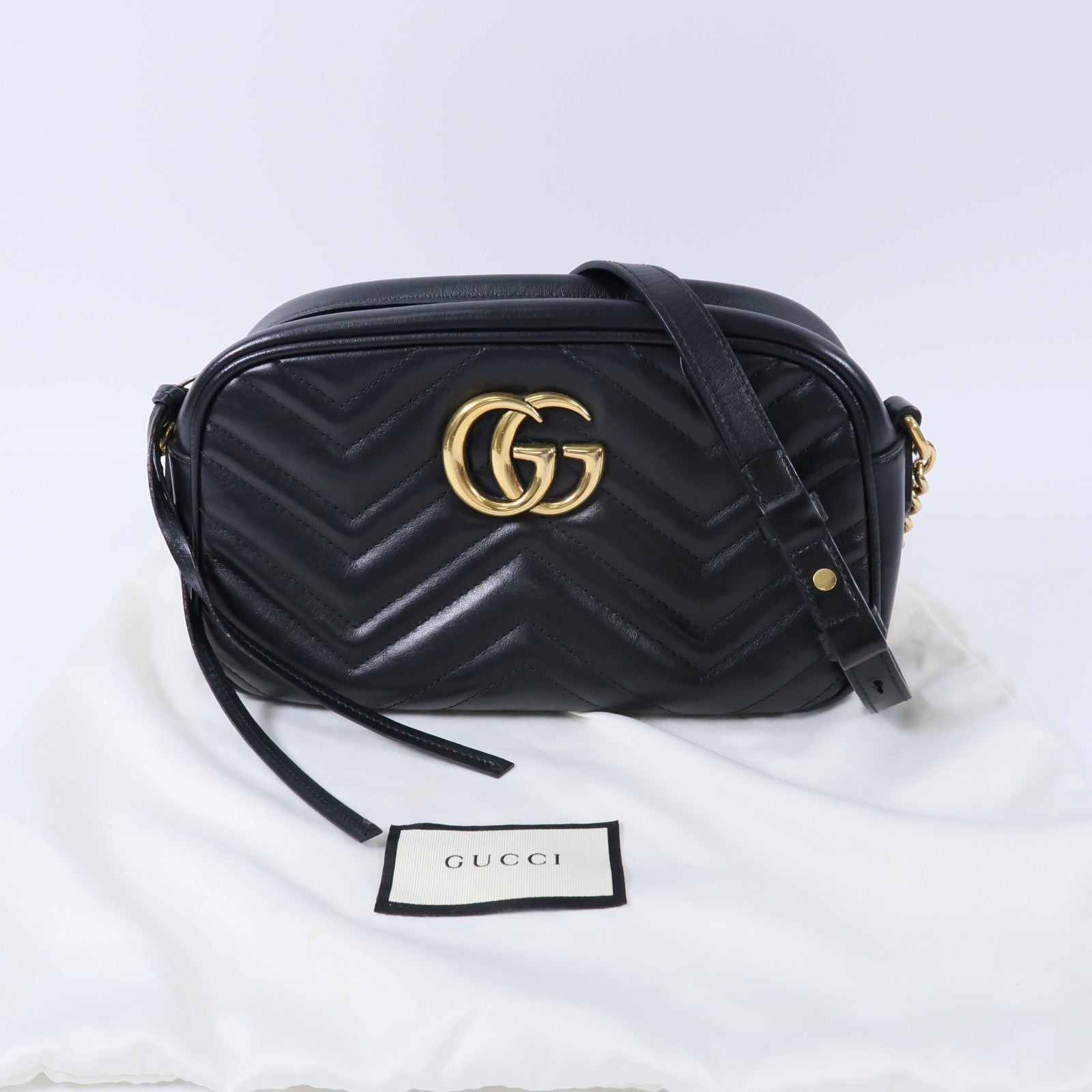 GUCCI 牛皮皮革GG Marmont鏈帶肩背袋