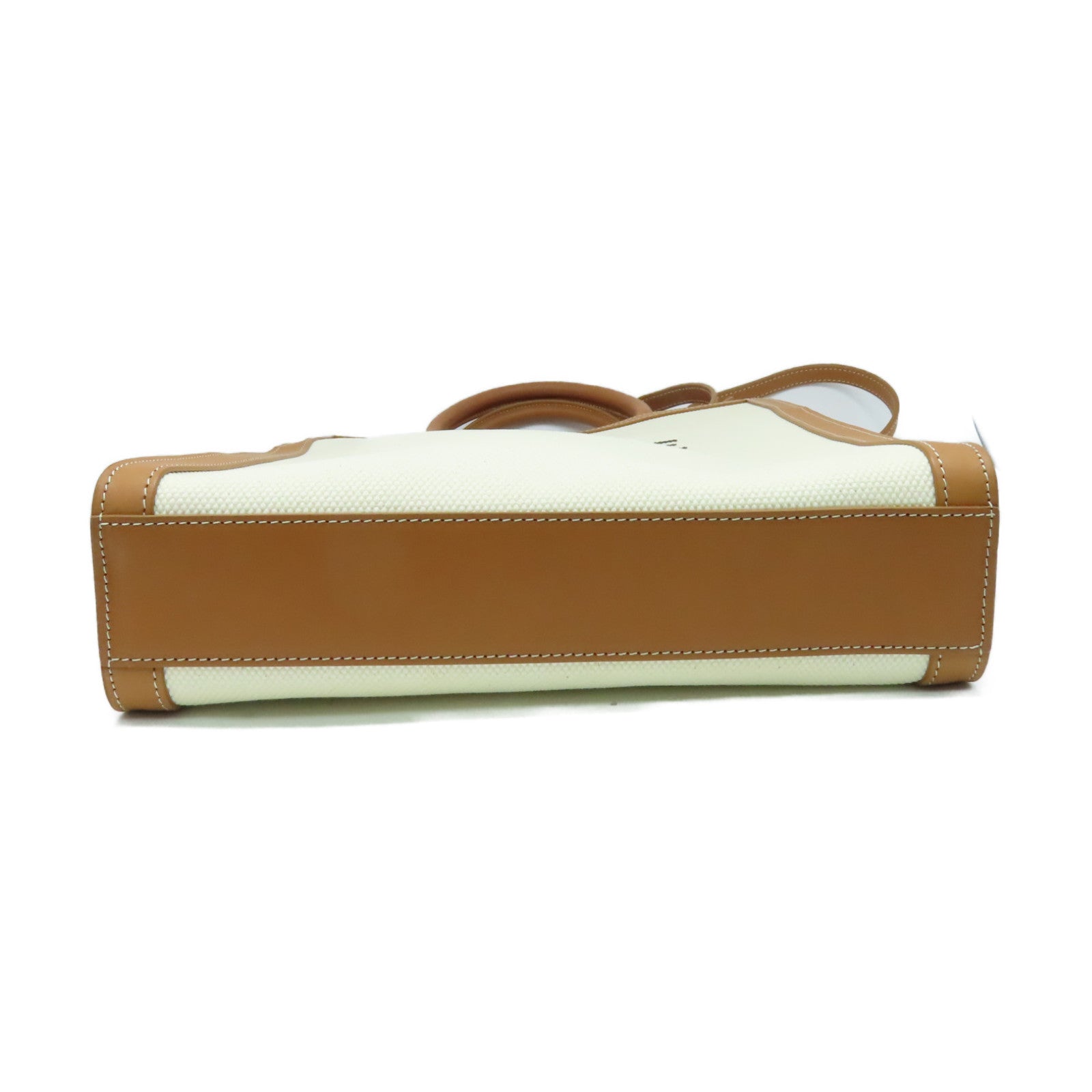 CELINE 【激減優惠】牛皮皮革/帆布2Way Shoulder Bag手挽肩背兩用袋米白色/啡色