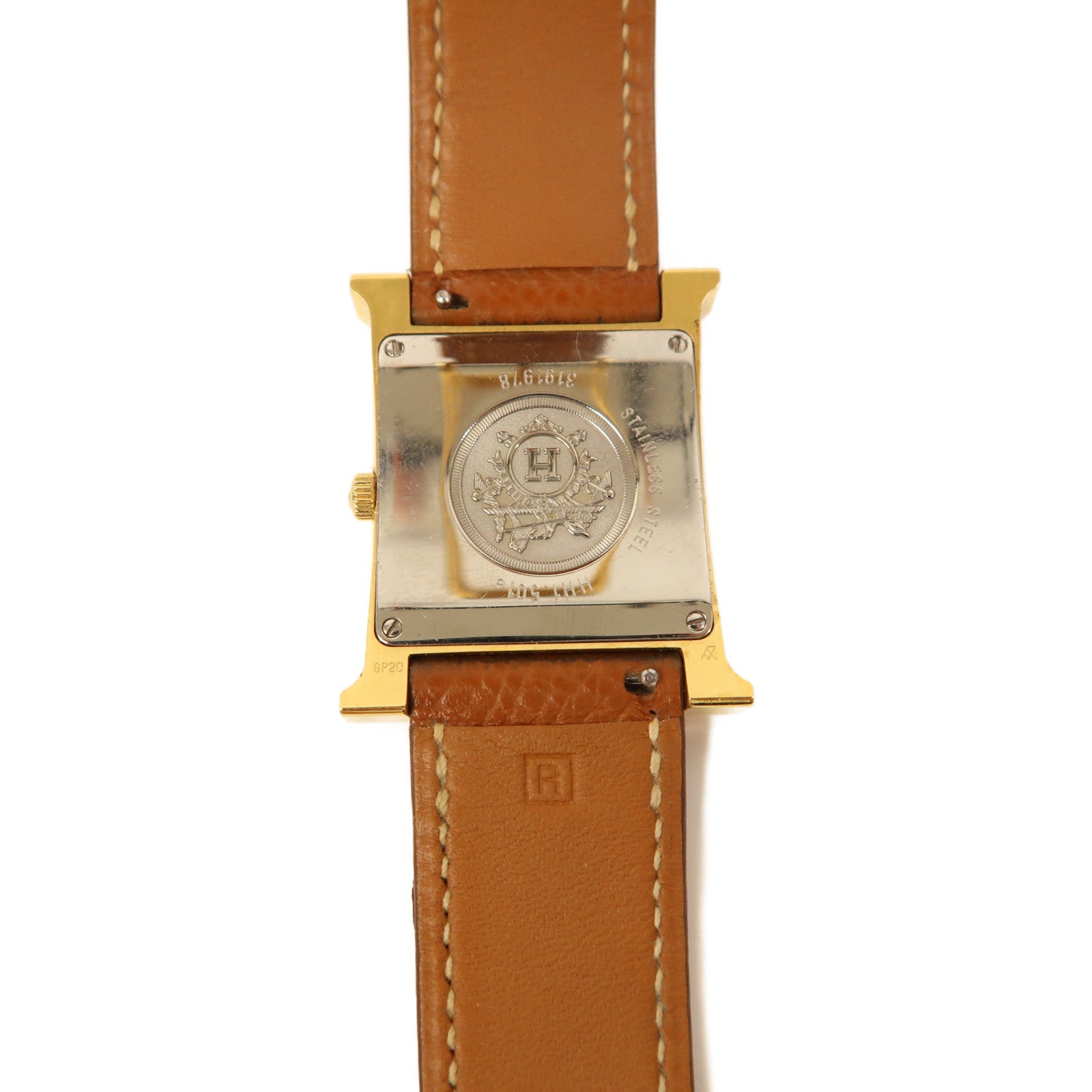 HERMES Heure H Swift皮革手錶石英機芯經典駝色