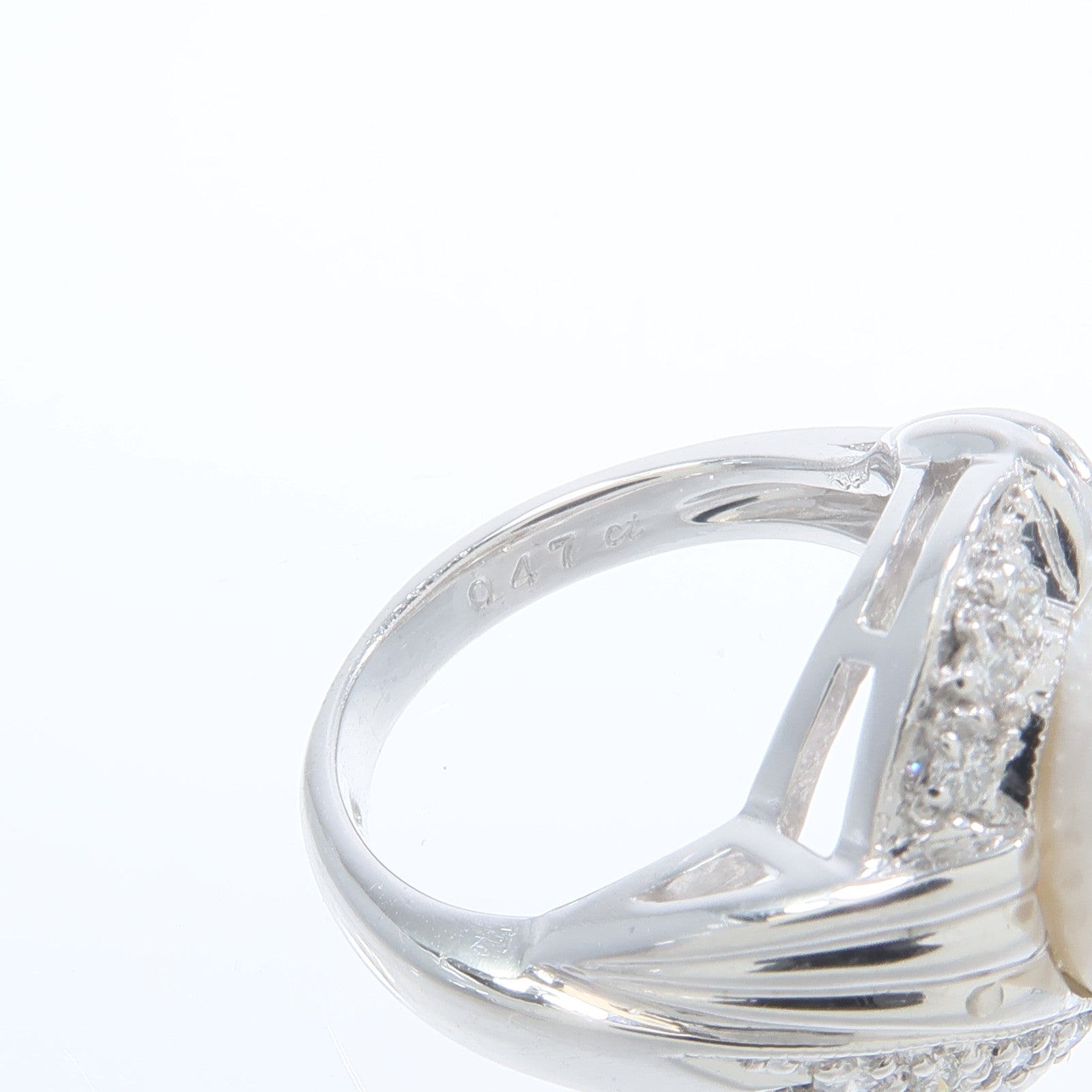 JEWELRY PT900鉑金Pearl Diamond Ring珍珠/鑽石戒指US#5