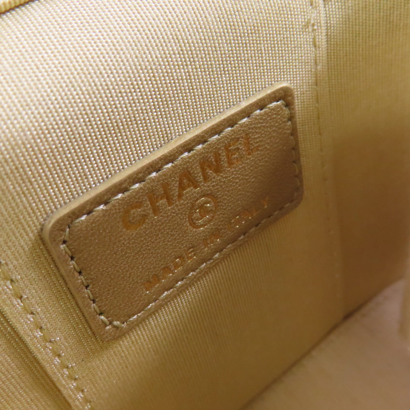 CHANEL CC GHW Mini Vanity Case Shoulder Bag Lambskin Leather