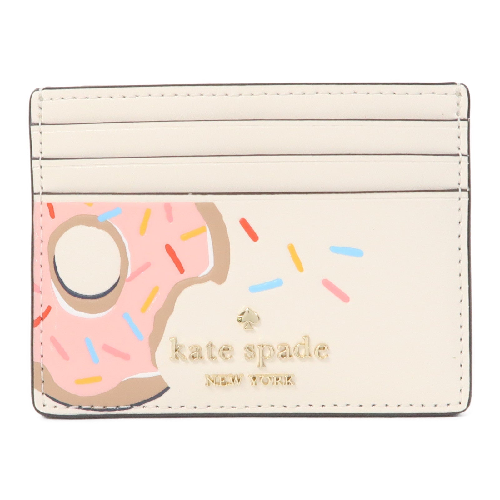 Kate Spade 【激減優惠】牛皮皮革Card Case金扣卡片套米色