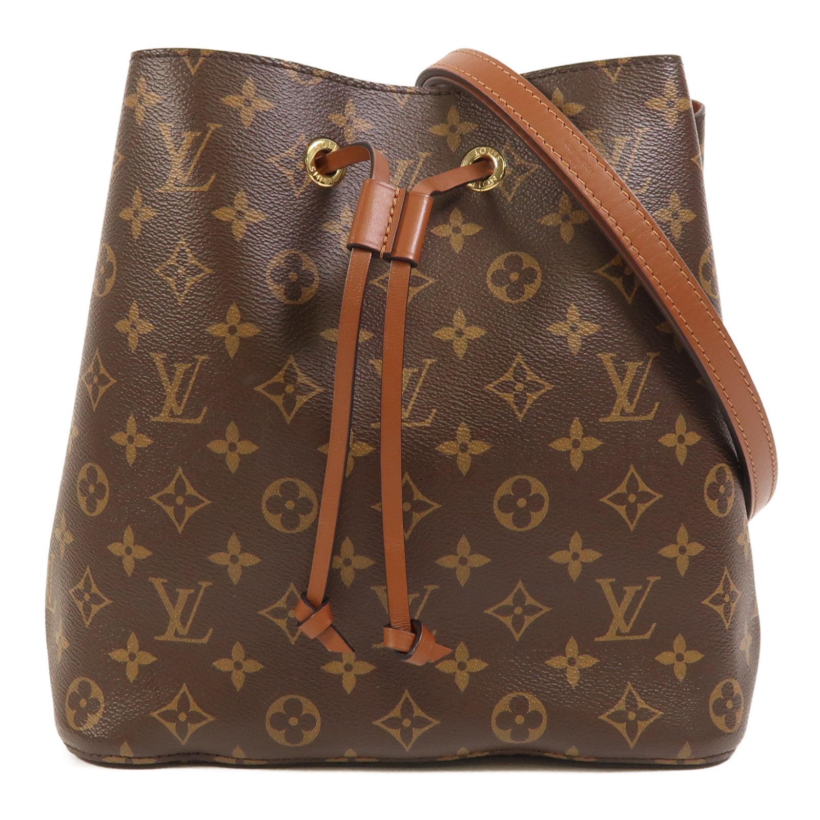 LOUIS VUITTON Monogram NeoNoe MM金扣肩背袋棕色