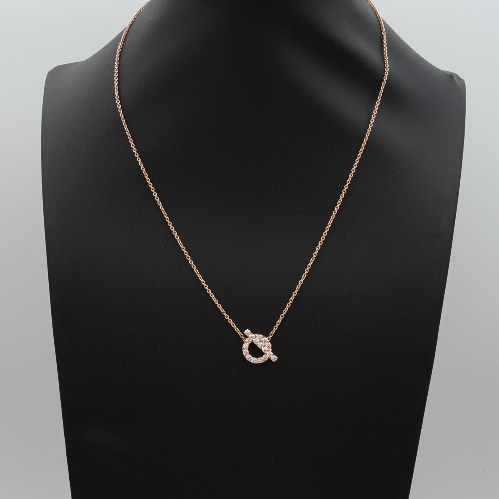 HERMES 18K玫瑰金Finesse Pendant鑽石項鍊