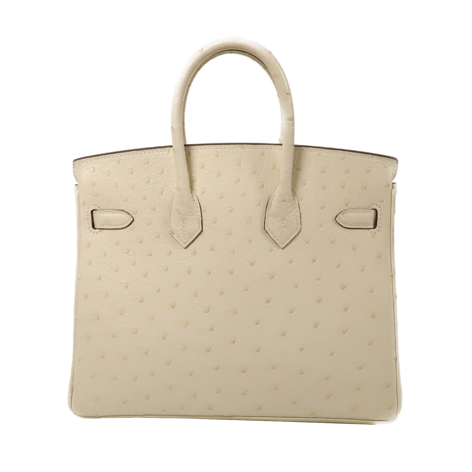 HERMES 【激減優惠】鴕鳥皮革Birkin 25金扣手挽袋奶油白色
