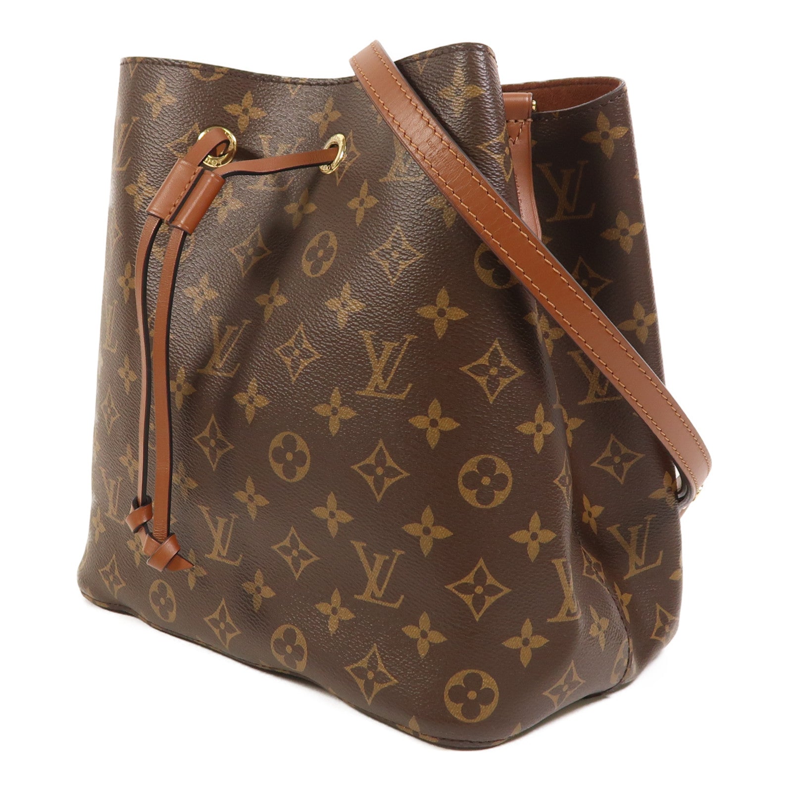 LOUIS VUITTON Monogram NeoNoe MM金扣肩背袋棕色