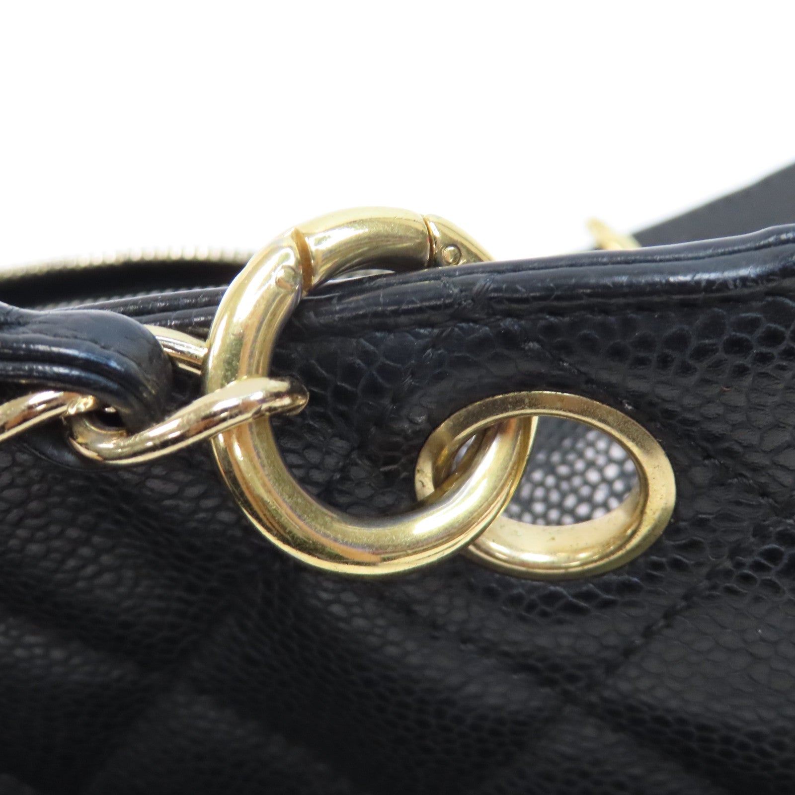 CHANEL 【激減優惠】菱格Caviar皮革Petite Timeless Tote金扣鏈帶手挽袋黑色