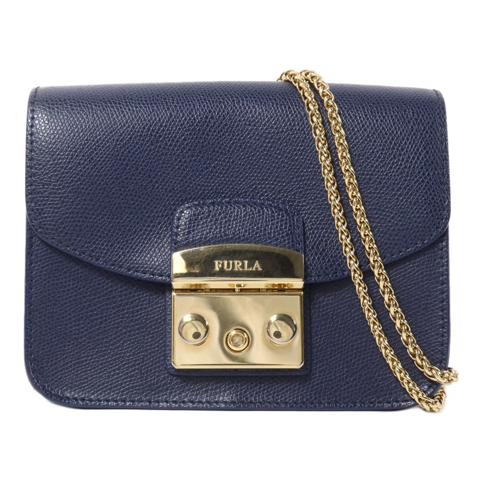 Furla 牛皮皮革Chain Shoulder鏈帶肩背袋