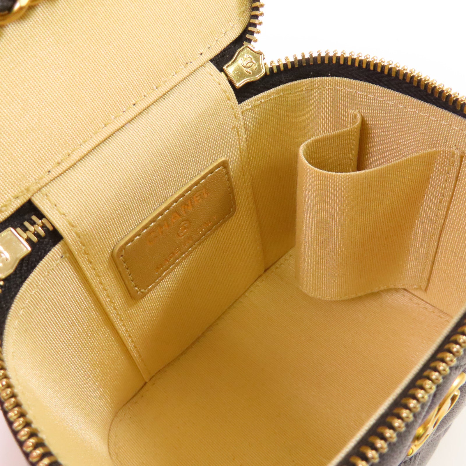 CHANEL CC GHW Mini Vanity Case Shoulder Bag Lambskin Leather