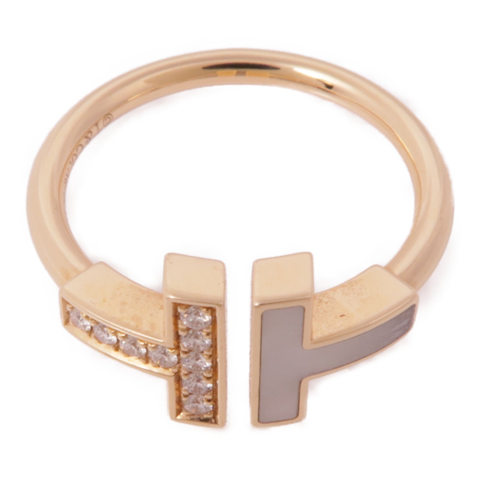 TIFFANY＆CO 18K玫瑰金Diamond T Wire Ring戒指