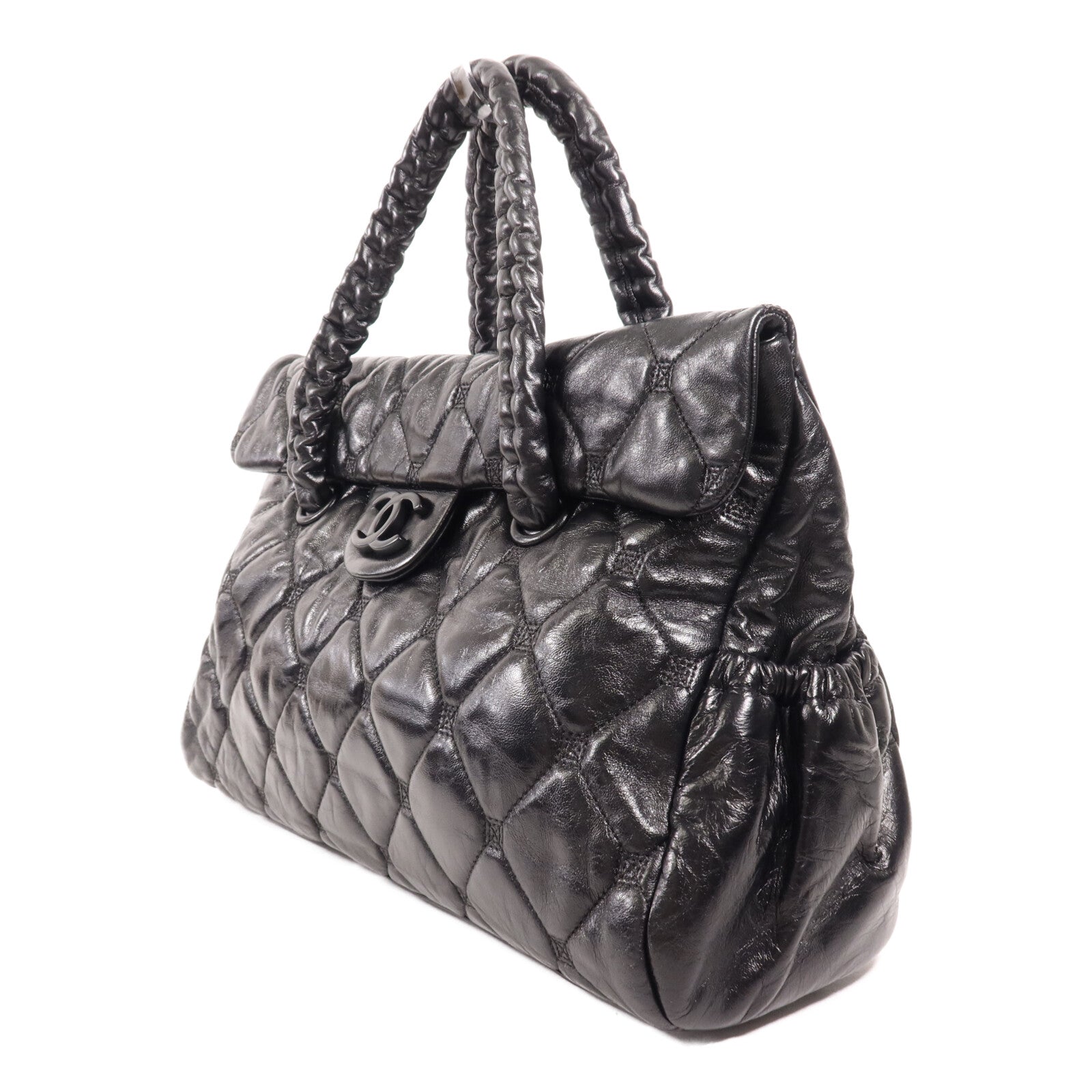 CHANEL 羊皮皮革Handbag銀扣手挽袋