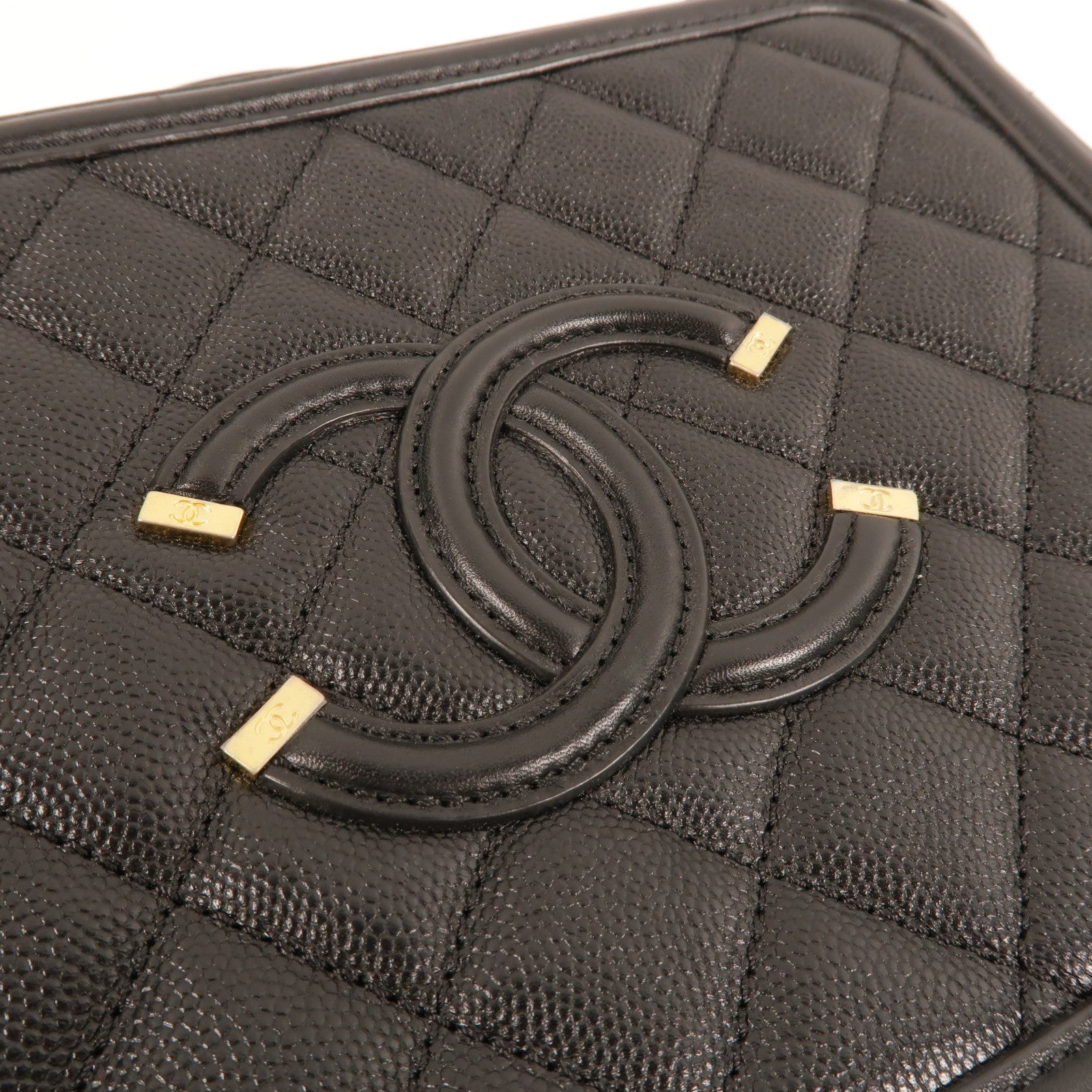 CHANEL 牛皮皮革CC Filigree Vanity Case Medium鏈帶肩背袋