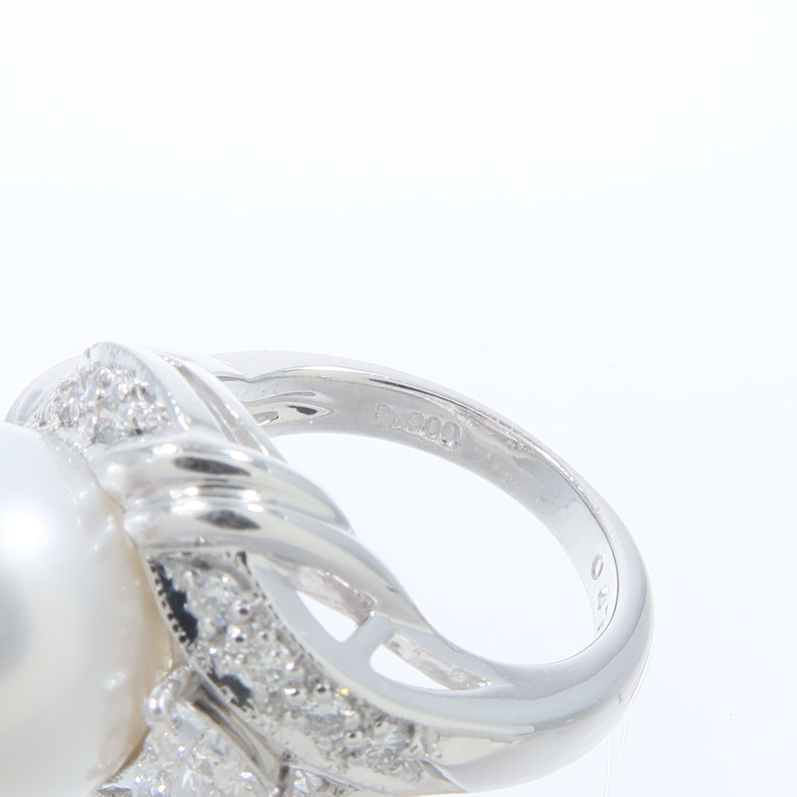 JEWELRY PT900鉑金Pearl Diamond Ring珍珠/鑽石戒指US#5
