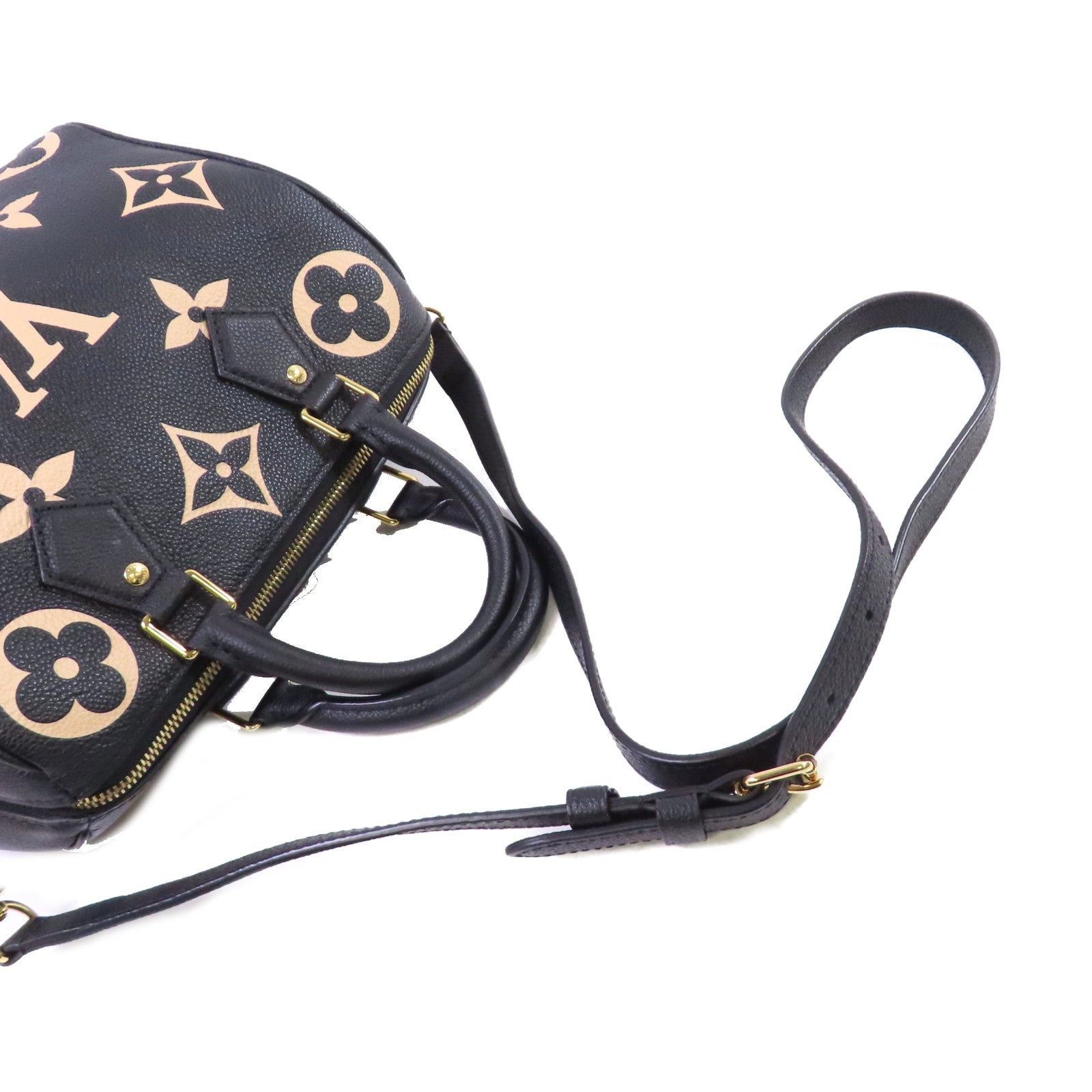 LOUIS VUITTON Monogram Empreinte Speedy Bandouliere 25 2Way Shoulder Bag金扣手挽肩背兩用袋啡色/杏色