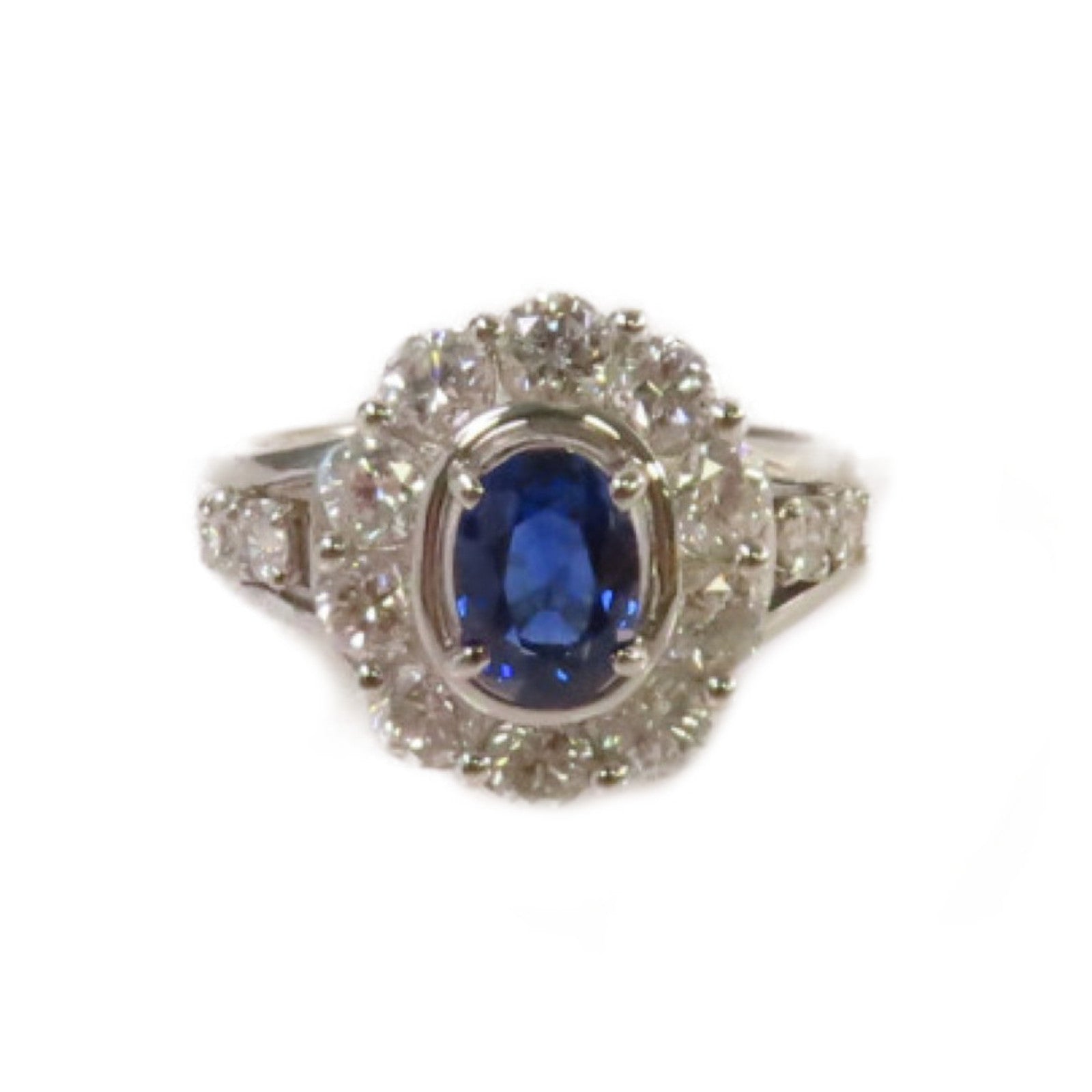 JEWELRY 【激減優惠】PT900鉑金/1.168ct藍寶石/1.42ct鑽石Sapphire Ring戒指US#5.5