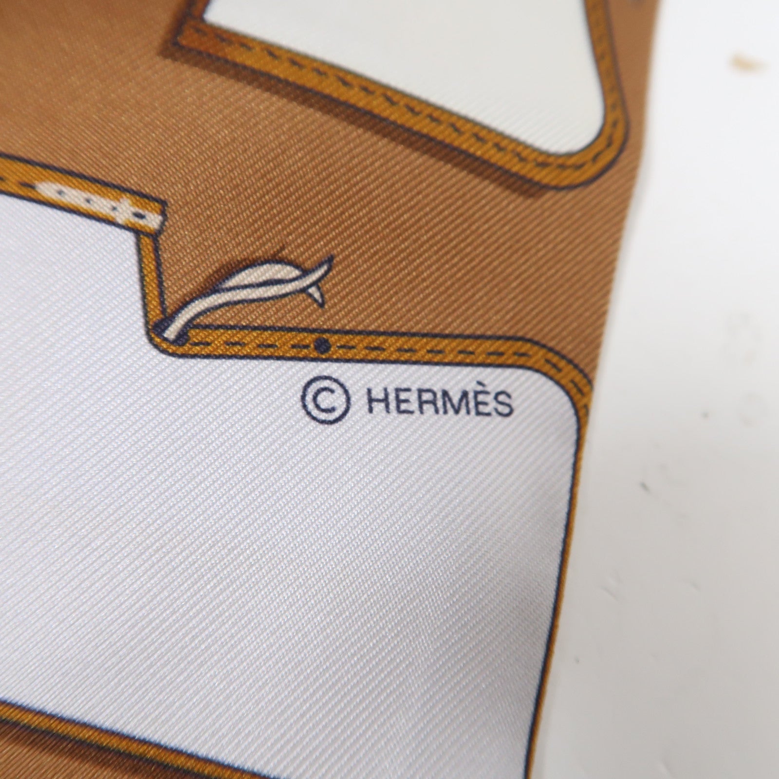 HERMES 【激減優惠】絲質Scarf圍巾啡色/藍色
