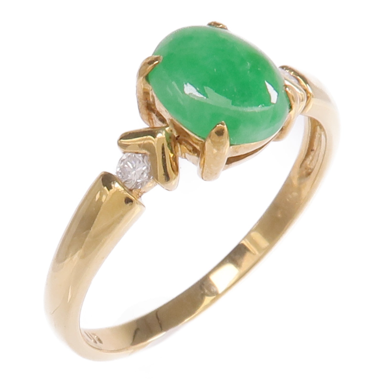 JEWELRY 【激減優惠】18K黃金Jade Diamond Ring翡翠/鑽石戒指US#6.5