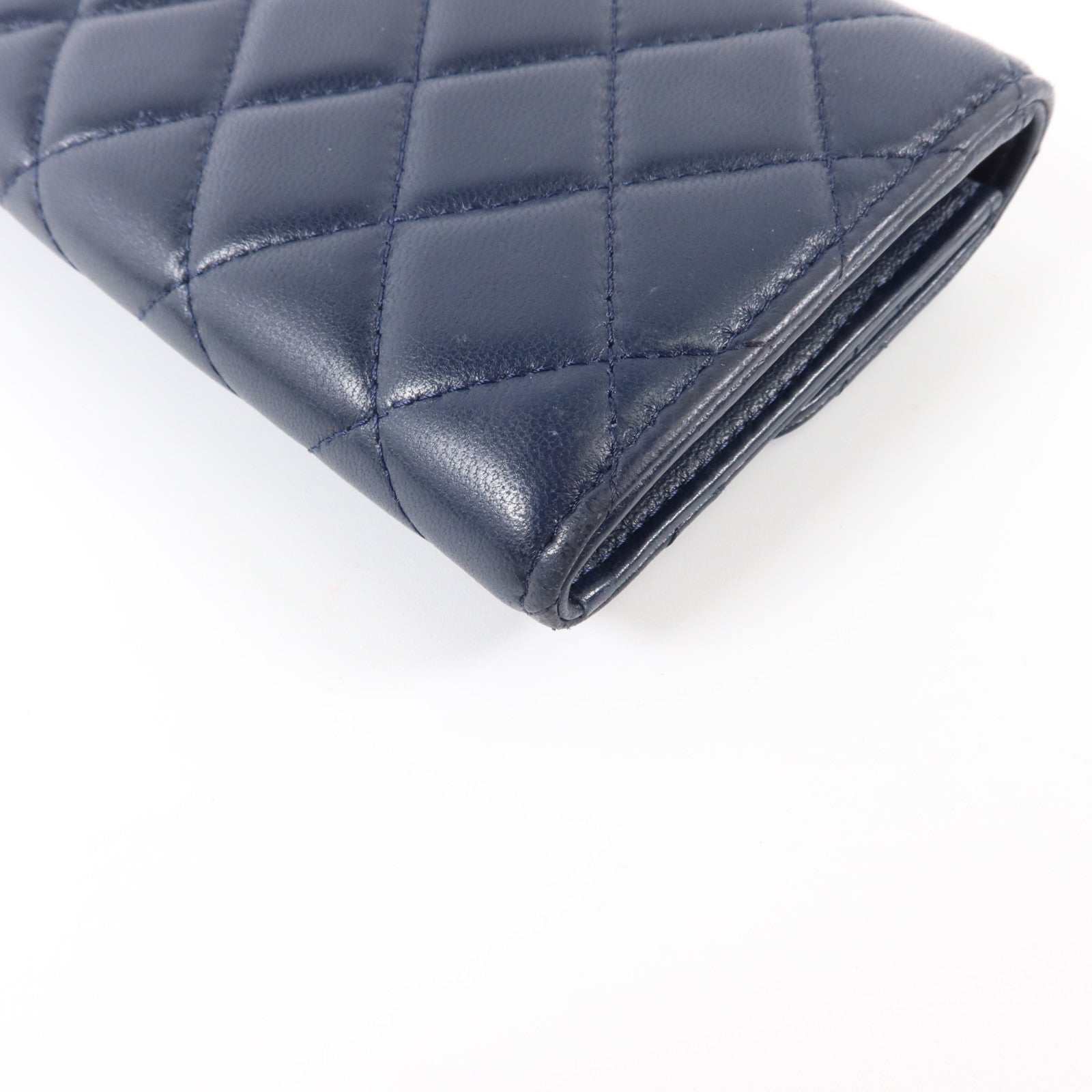 CHANEL 羊皮皮革Bifold Wallet銀扣錢包