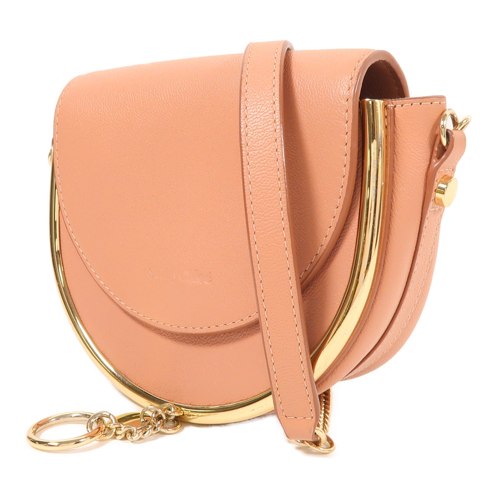 SEE BY CHLOE 牛皮皮革Chain Shoulder金扣鏈帶肩背袋
