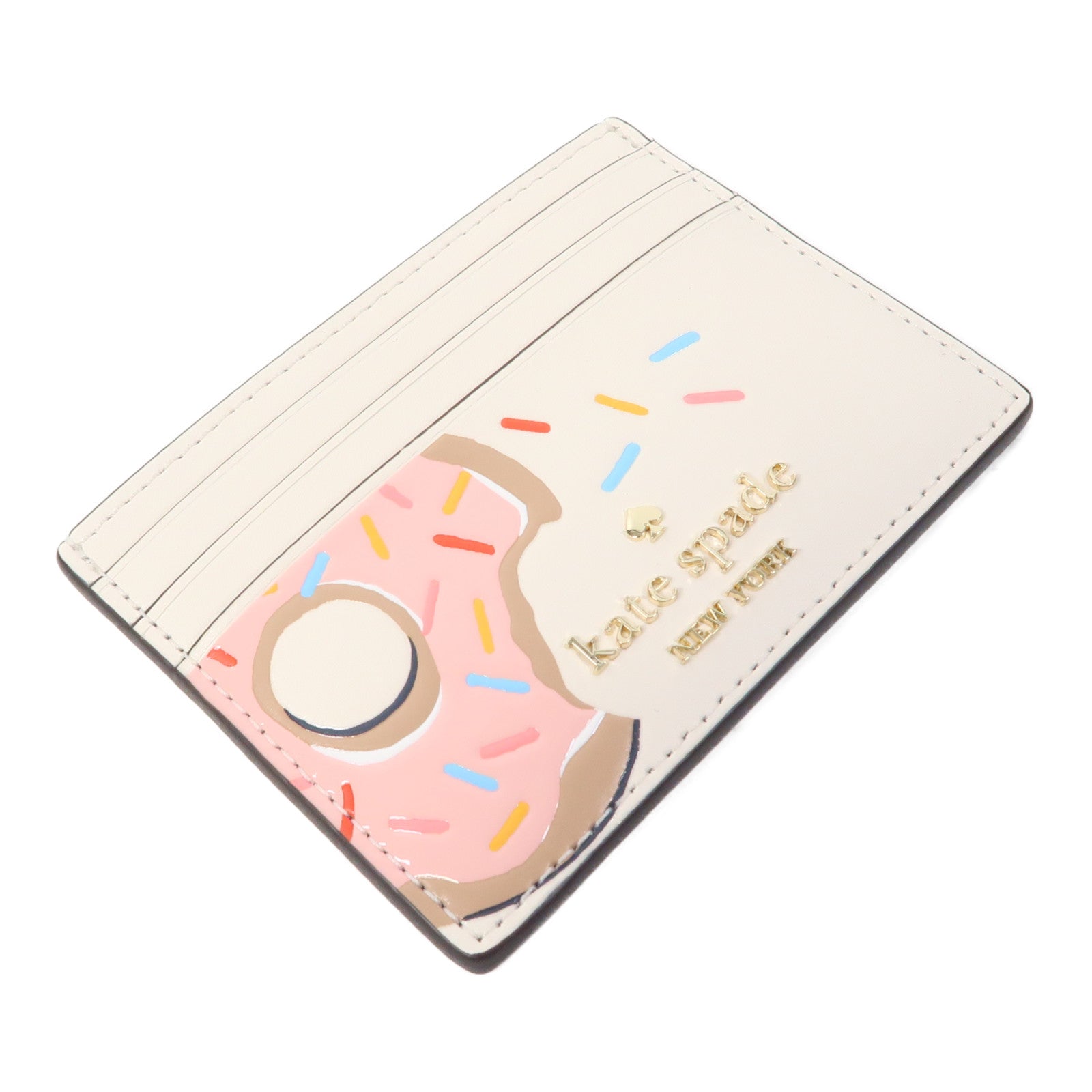 Kate Spade 【激減優惠】牛皮皮革Card Case金扣卡片套米色