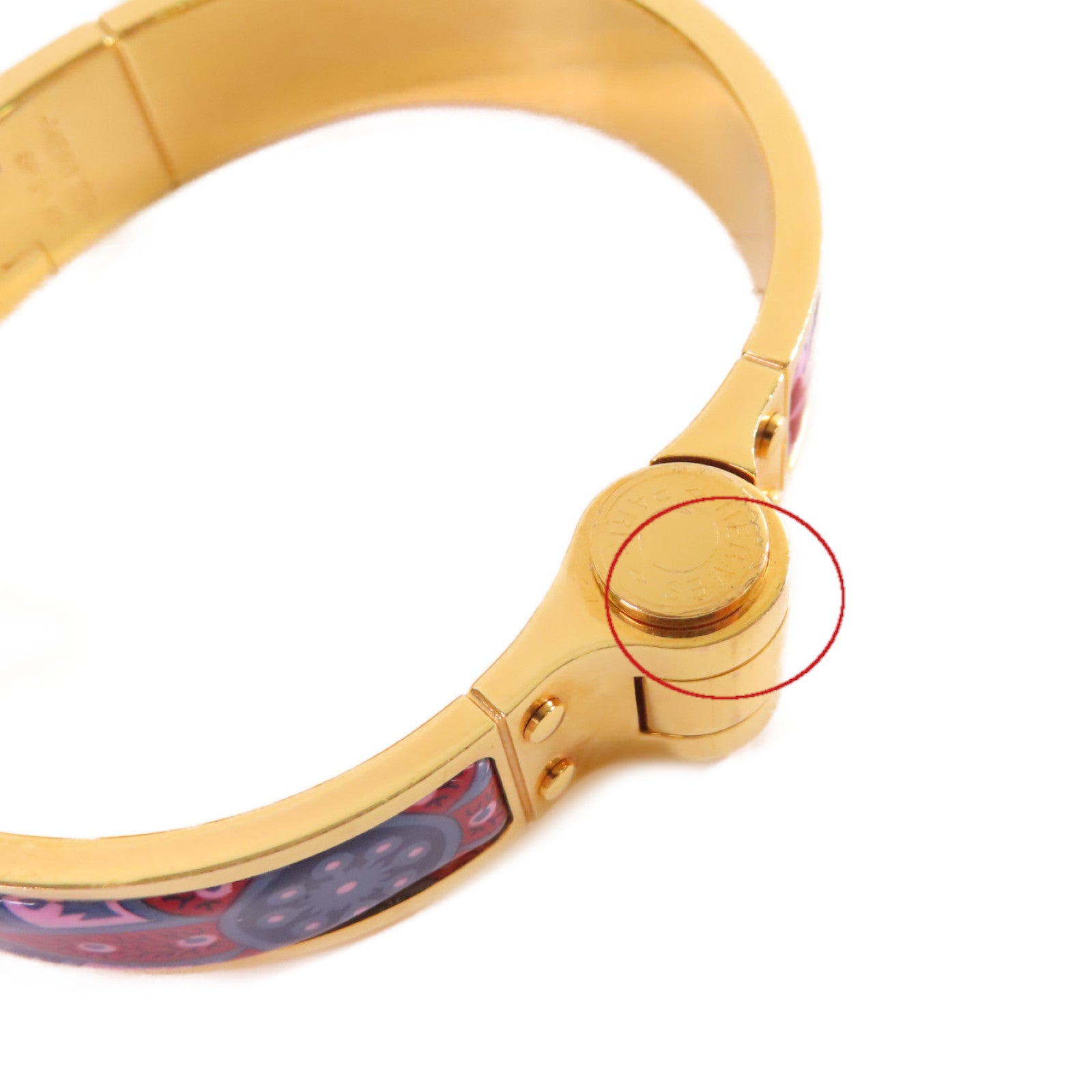 HERMES 金屬/琺瑯Charniere Bracelet手鐲紫色/藍色/彩色/金色