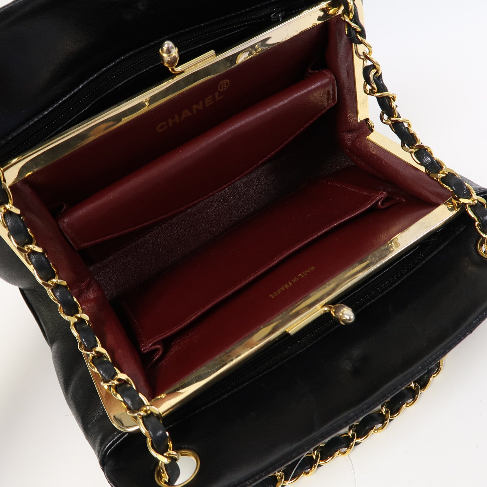 CHANEL 【激減優惠】牛皮皮革Chain Shoulder金扣鏈帶肩背袋黑色