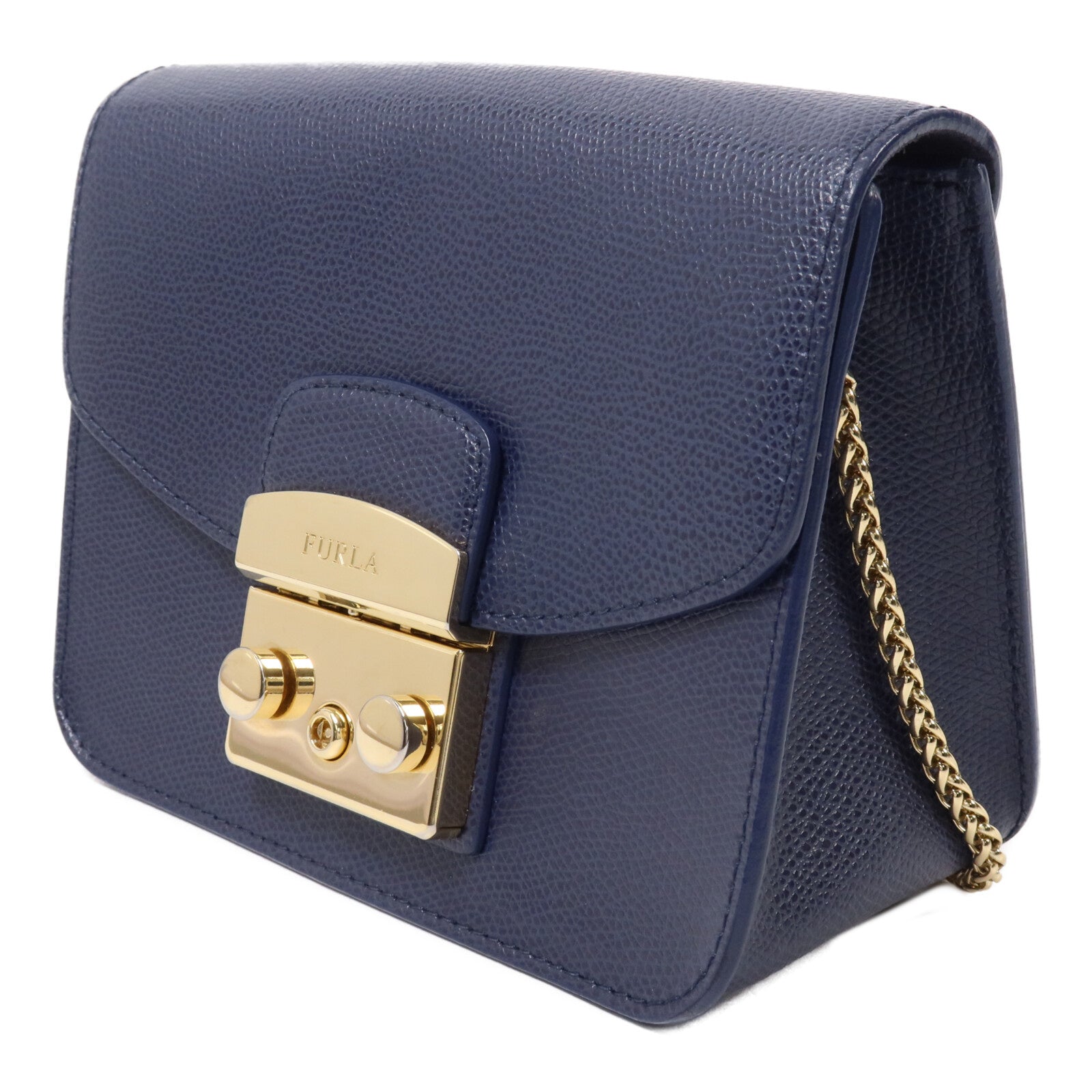 Furla 牛皮皮革Chain Shoulder鏈帶肩背袋