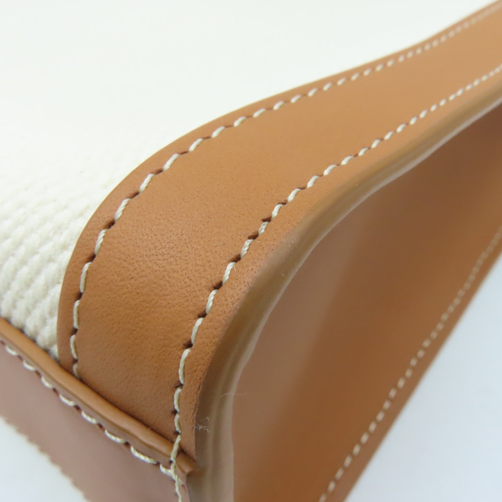 CELINE 【激減優惠】牛皮皮革/帆布2Way Shoulder Bag手挽肩背兩用袋米白色/啡色