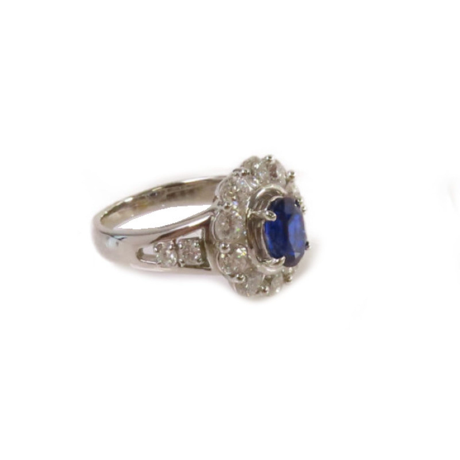 JEWELRY 【激減優惠】PT900鉑金/1.168ct藍寶石/1.42ct鑽石Sapphire Ring戒指US#5.5