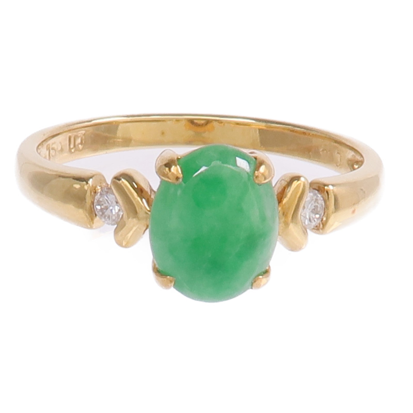 JEWELRY 【激減優惠】18K黃金Jade Diamond Ring翡翠/鑽石戒指US#6.5