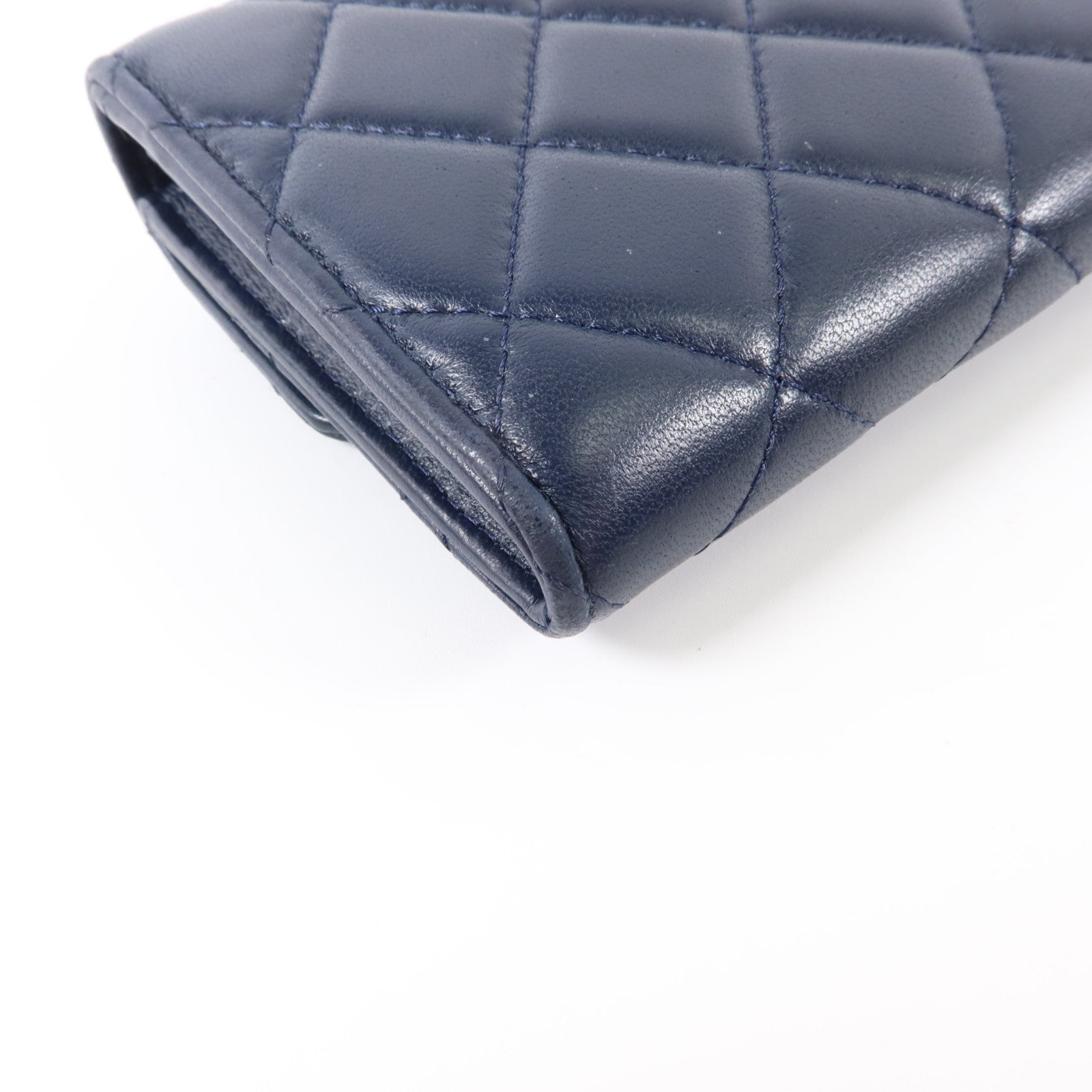 CHANEL 羊皮皮革Bifold Wallet銀扣錢包
