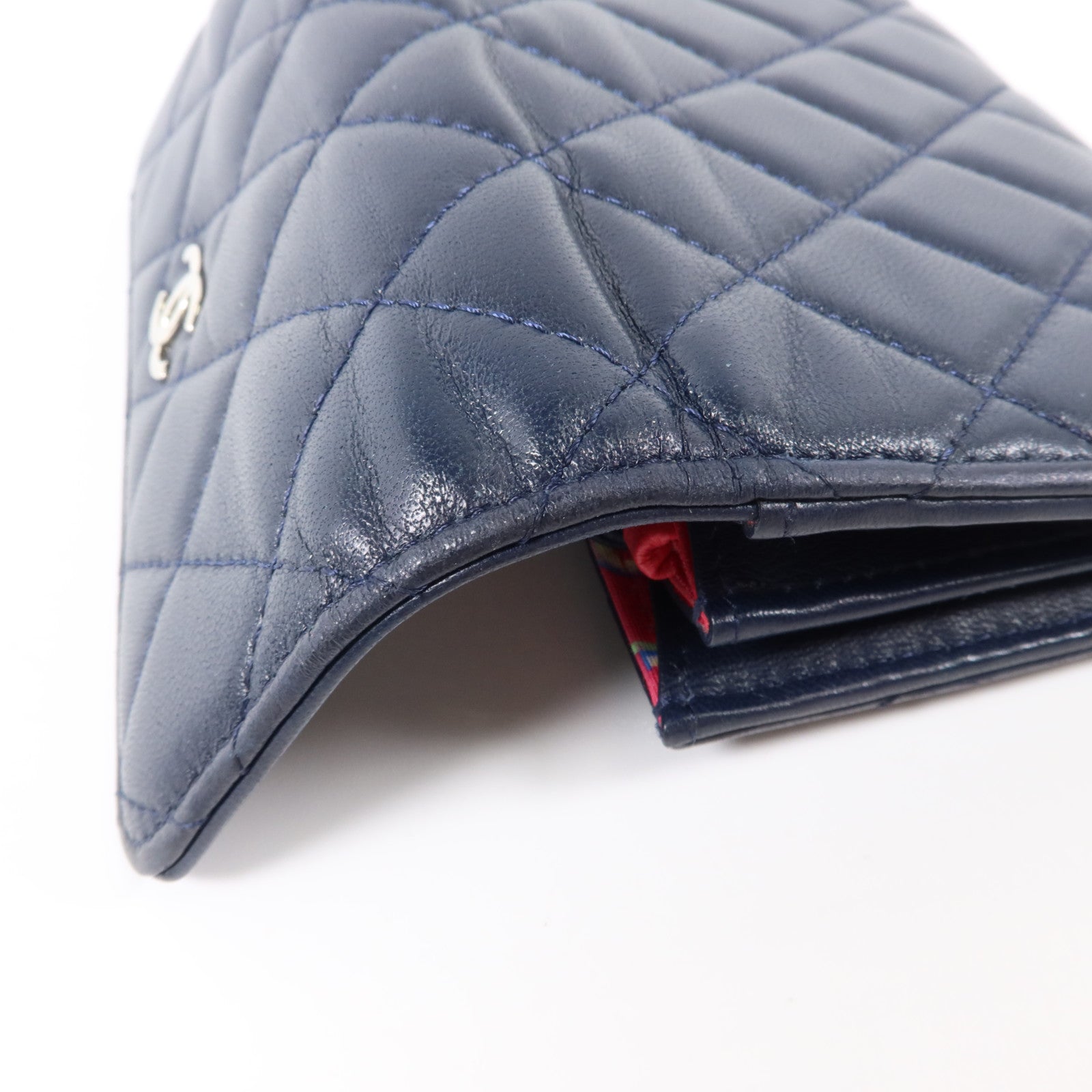 CHANEL 羊皮皮革Bifold Wallet銀扣錢包