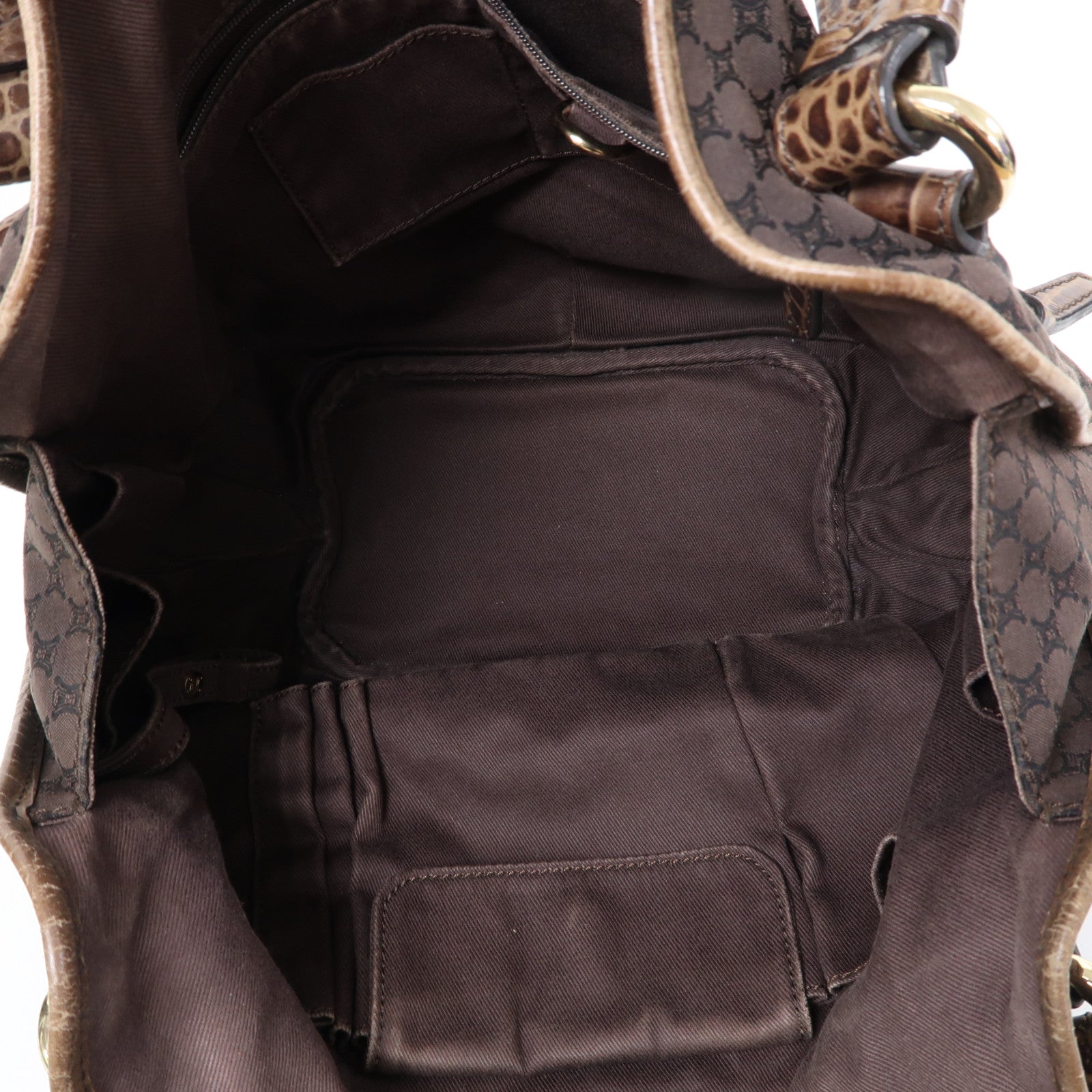 CELINE 帆布Shoulder Bag金扣肩背袋啡色