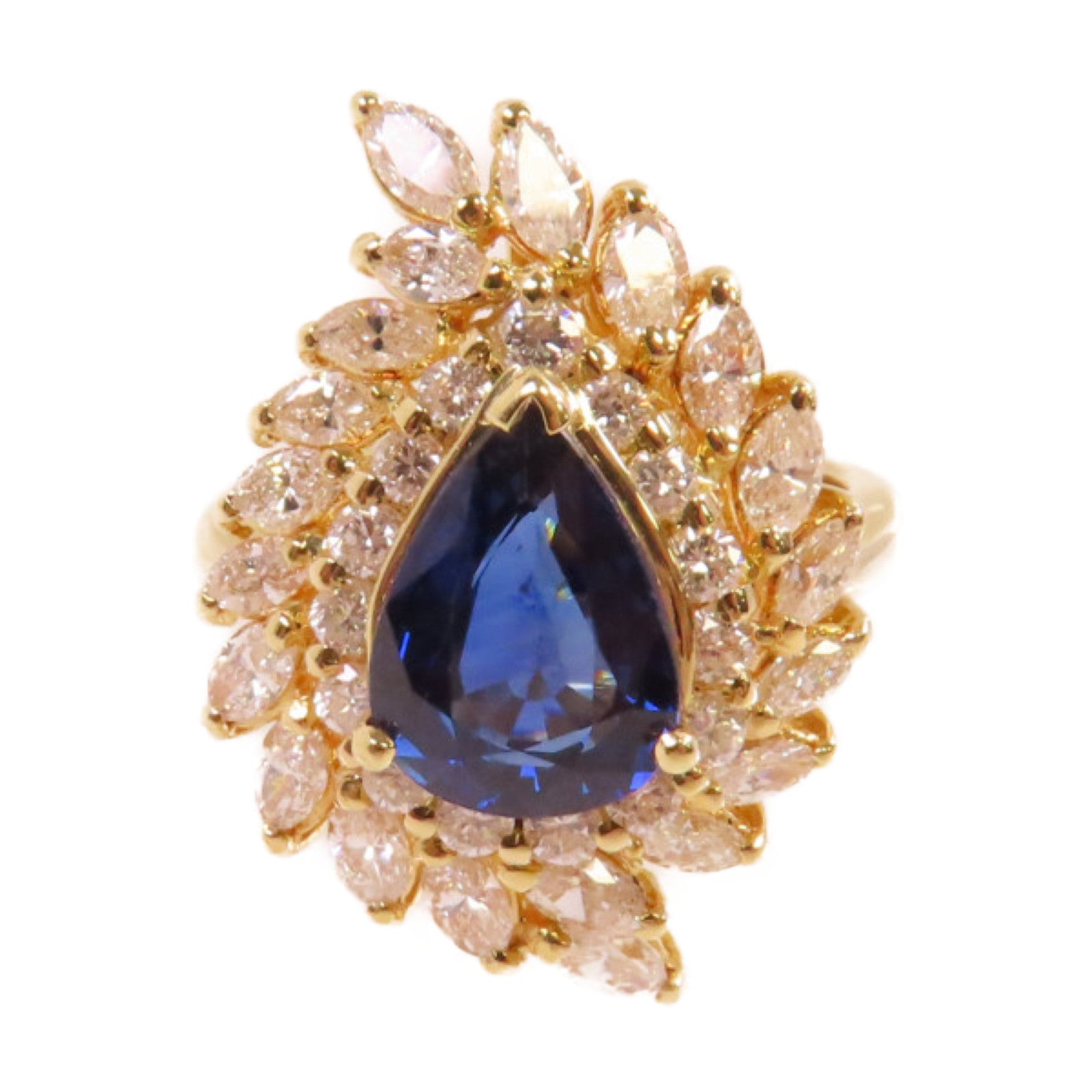 JEWELRY 【激減優惠】18K黃金/2.51ct藍寶石/1.61ct鑚石Sapphire Diamond Ring戒指US#6.5