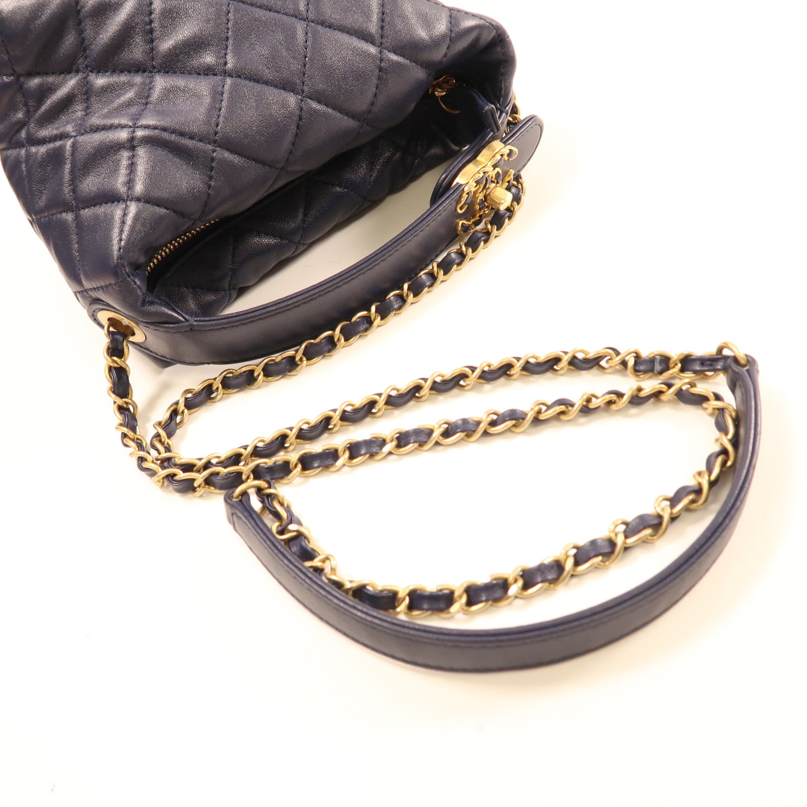 CHANEL 【激減優惠】羊皮皮革2Way Shoulder金扣手挽肩背兩用袋