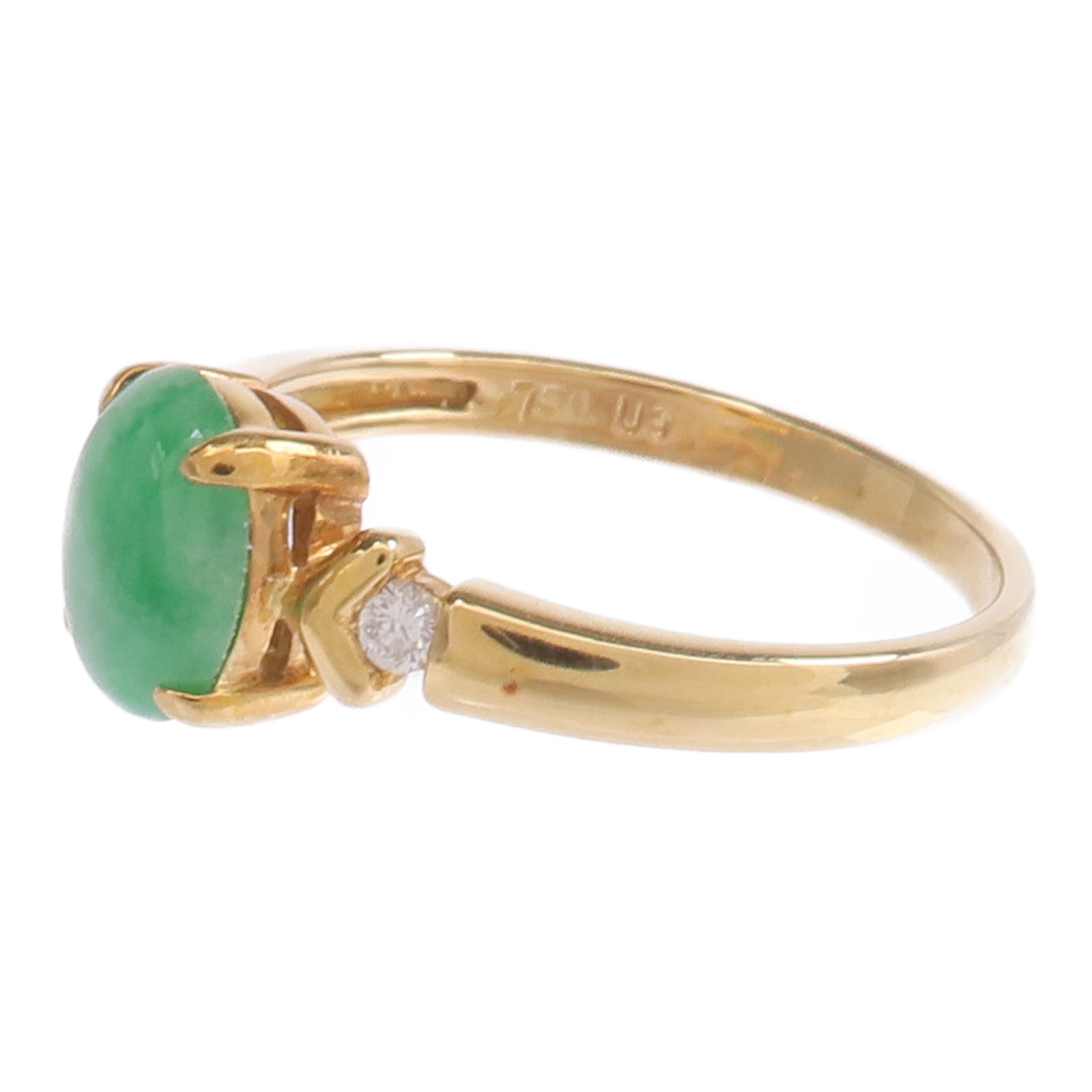 JEWELRY 【激減優惠】18K黃金Jade Diamond Ring翡翠/鑽石戒指US#6.5