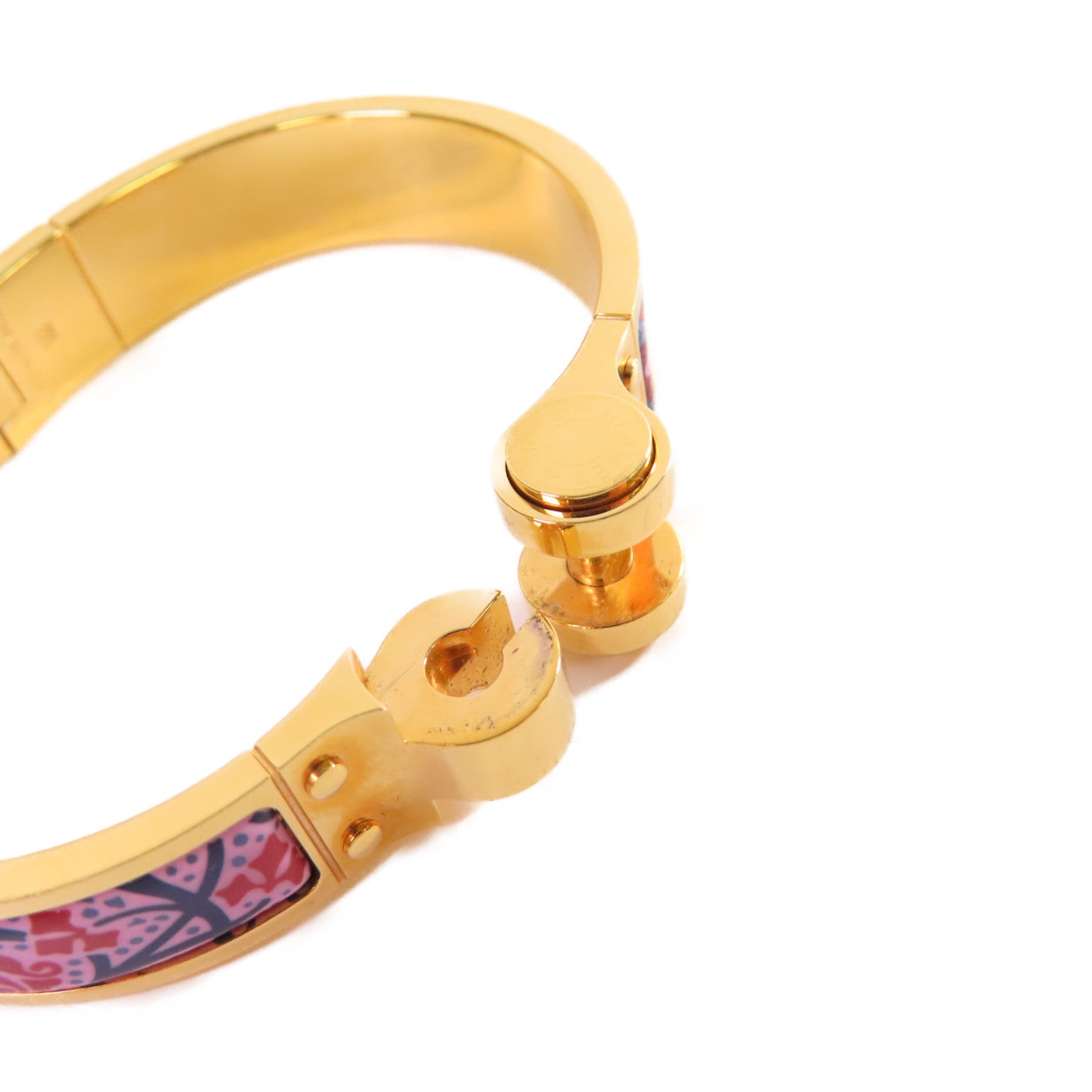 HERMES 金屬/琺瑯Charniere Bracelet手鐲紫色/藍色/彩色/金色