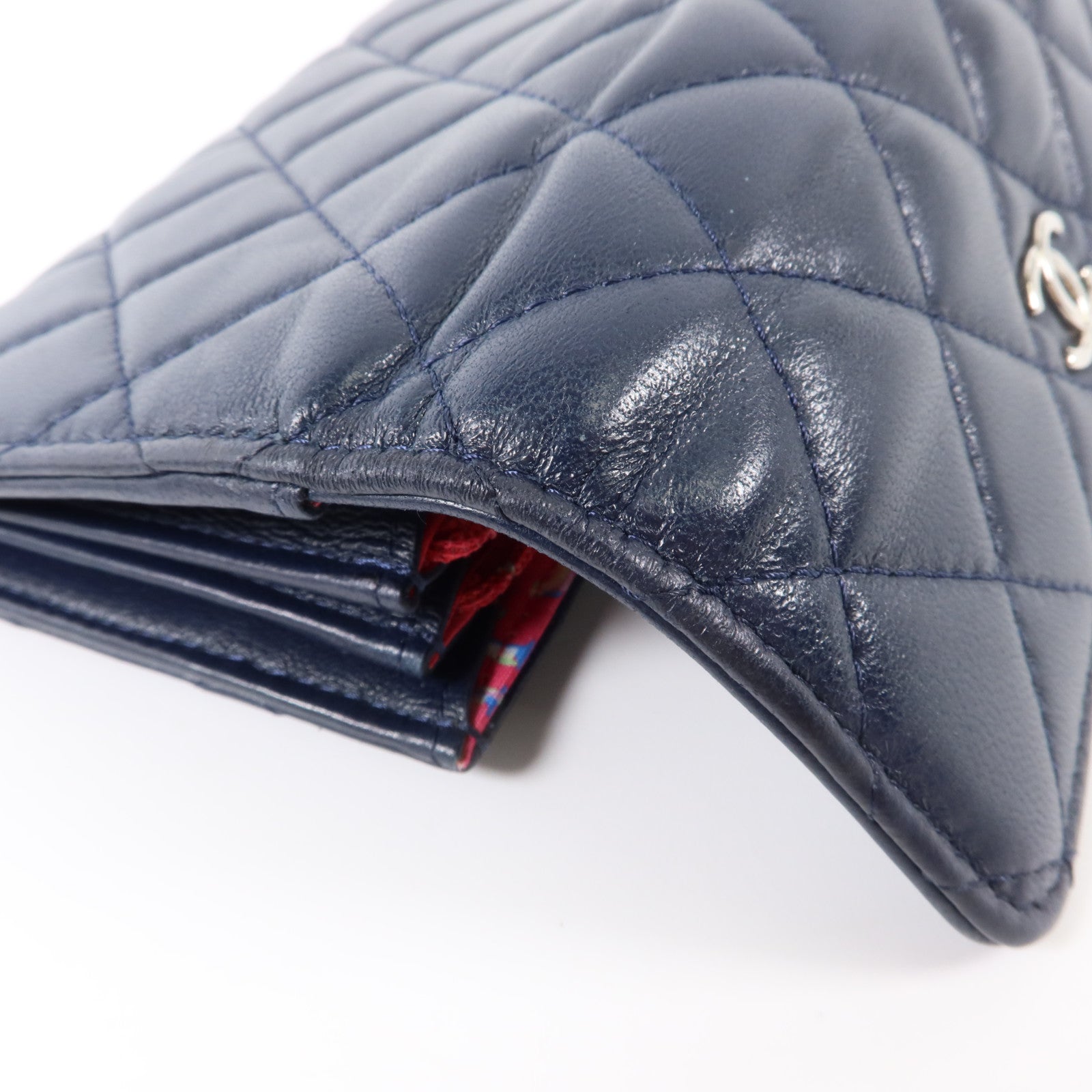 CHANEL 羊皮皮革Bifold Wallet銀扣錢包