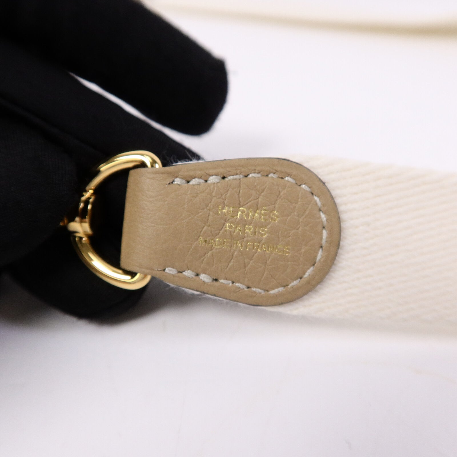 HERMES Clemence皮革Evelyne TPM肩背袋Trench/Blanc