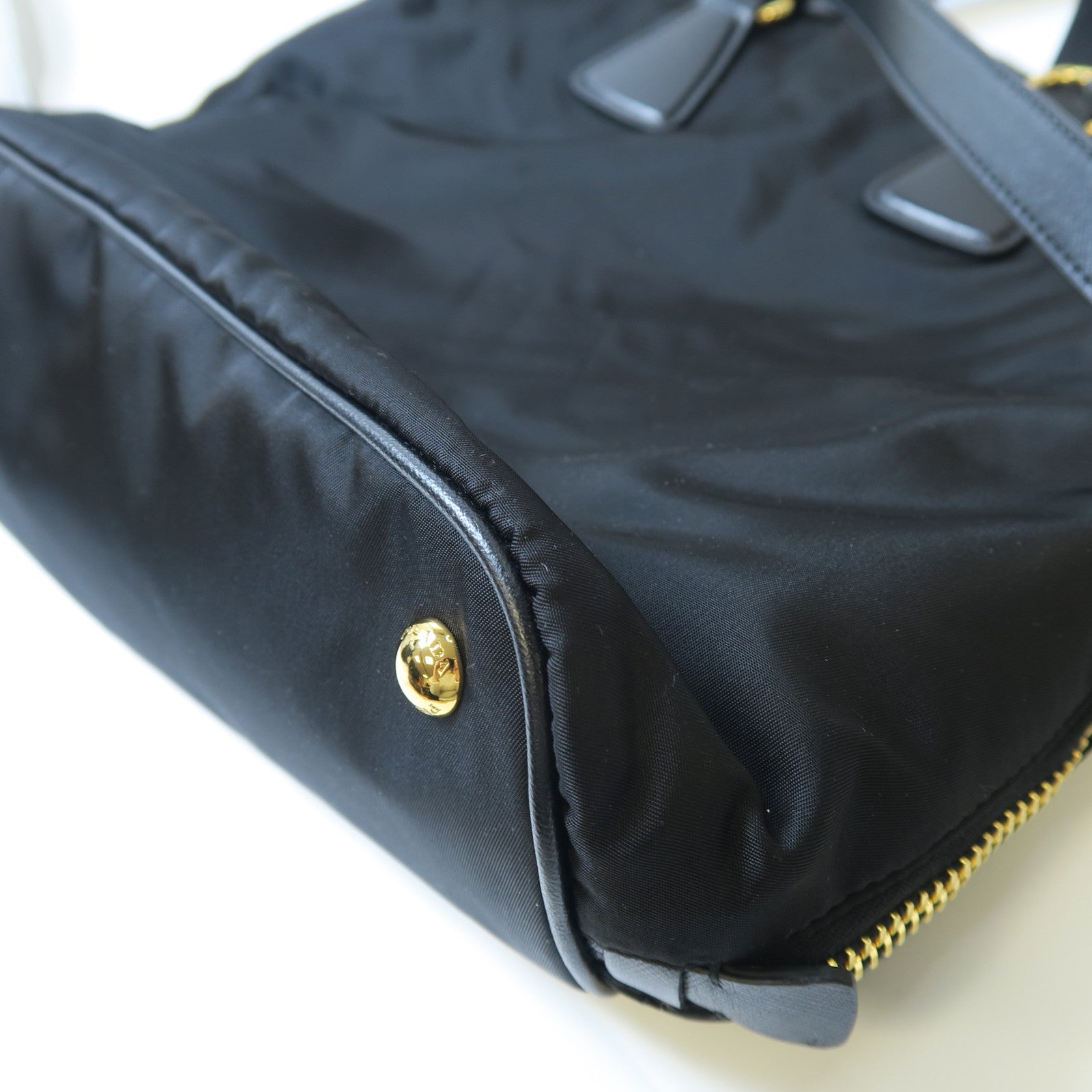 PRADA 尼龍Tote Bag金扣手挽肩背兩用袋黑色