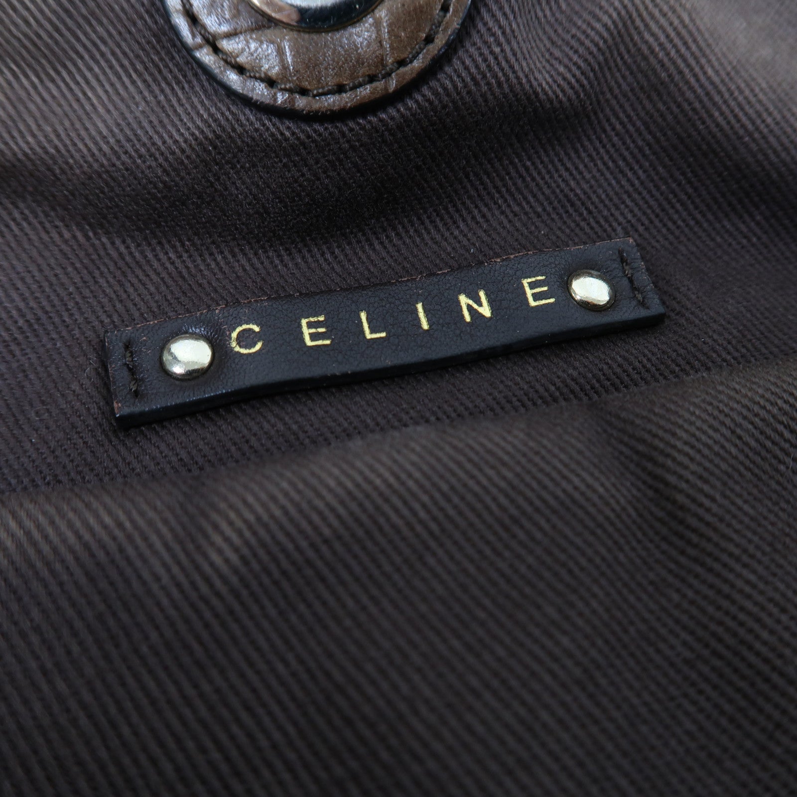CELINE 帆布Shoulder Bag金扣肩背袋啡色
