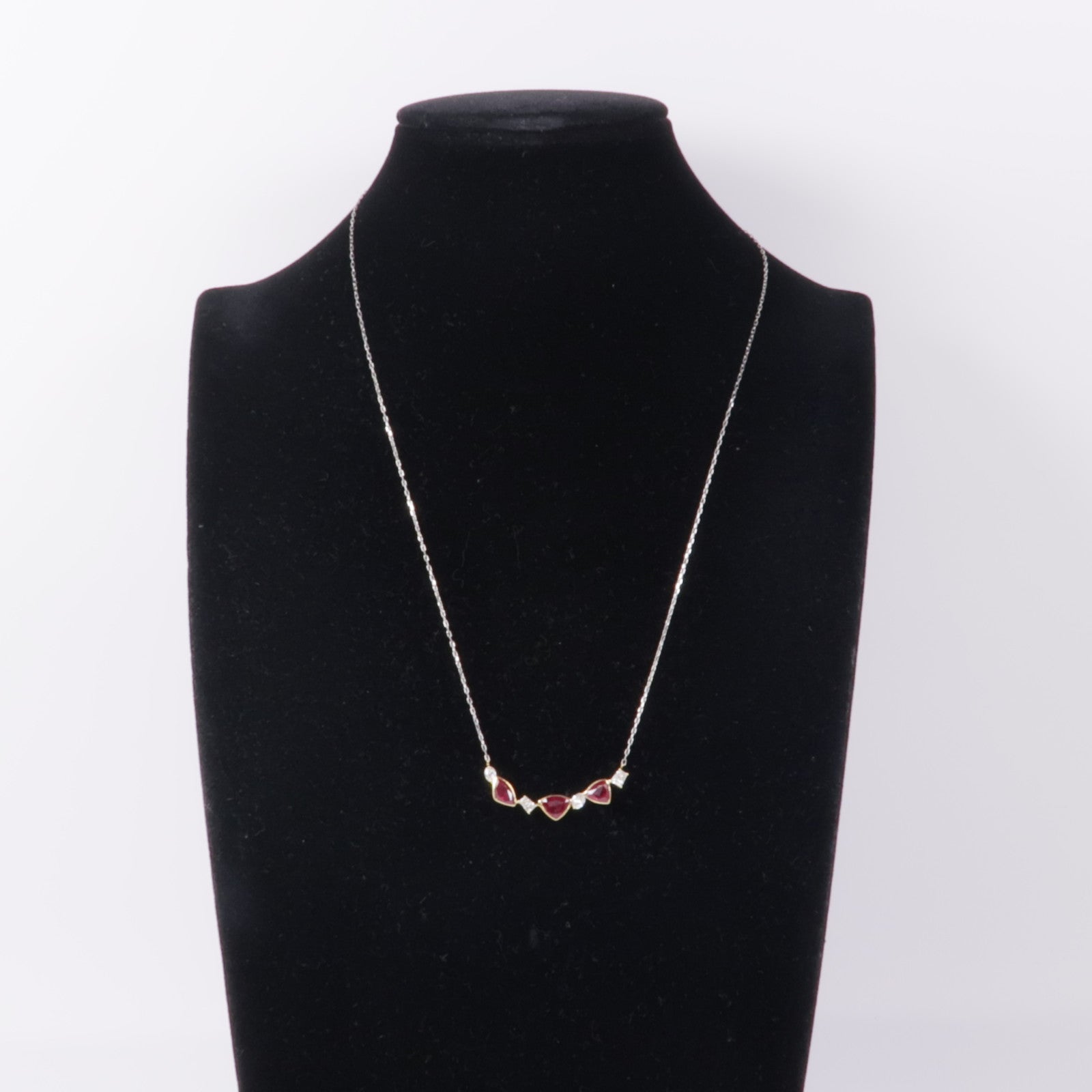 JEWELRY Ruby Diamond Necklace18K Yellow Gold PT850 Platinum
