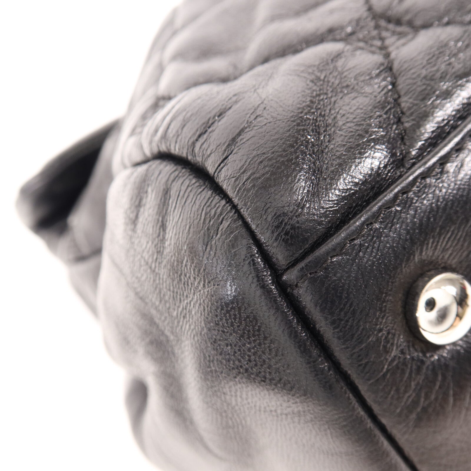CHANEL 羊皮皮革Handbag銀扣手挽袋