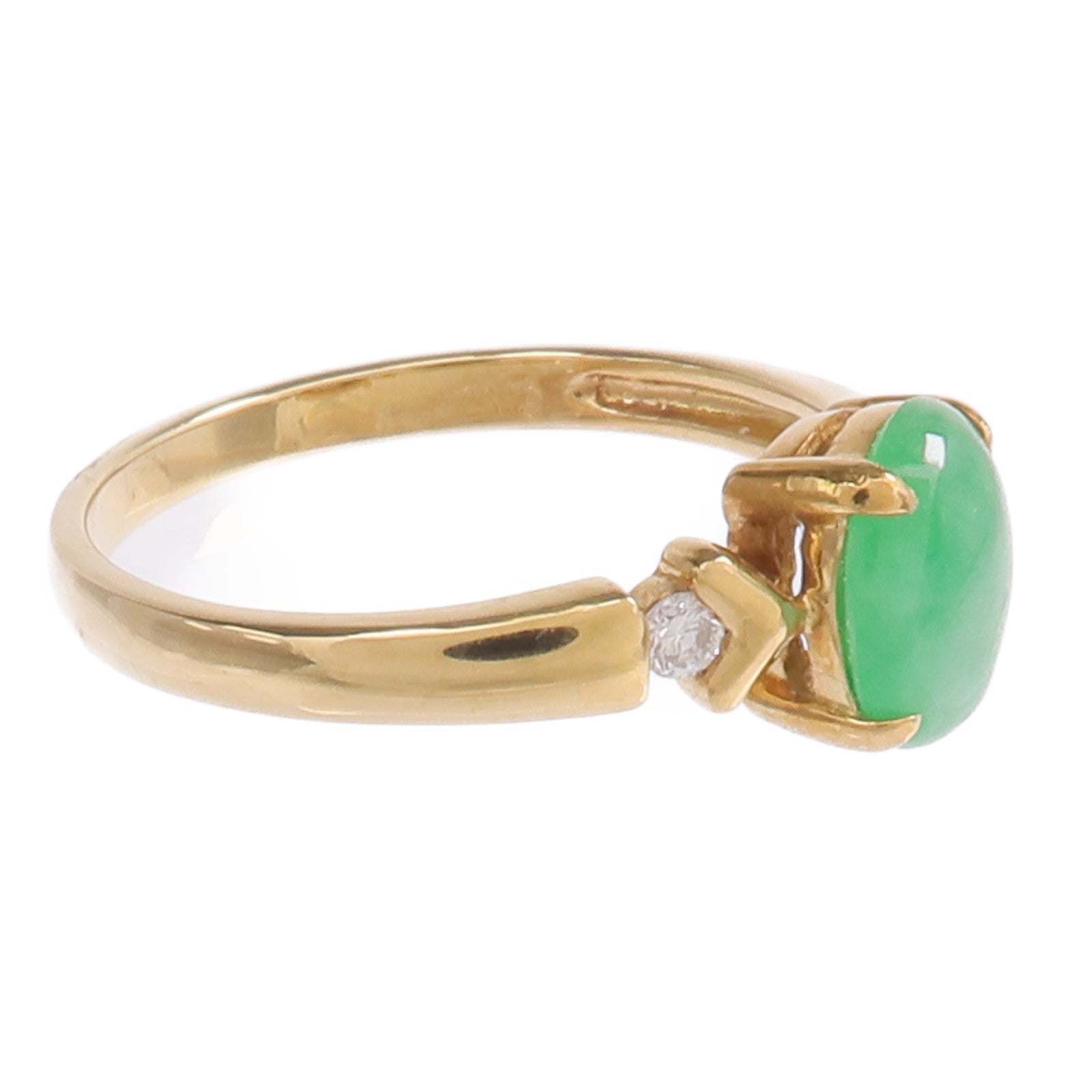 JEWELRY 【激減優惠】18K黃金Jade Diamond Ring翡翠/鑽石戒指US#6.5