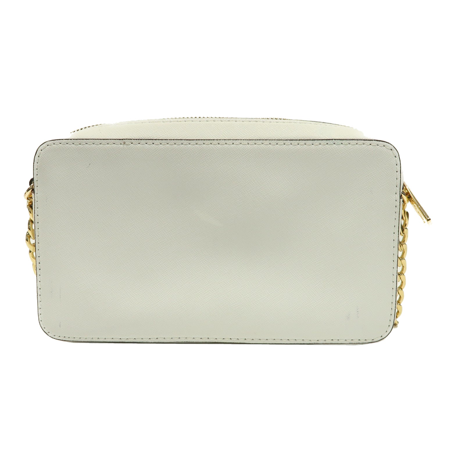 Michael Kors 皮革Jet Set Travel Medium金扣鏈帶肩背袋白色