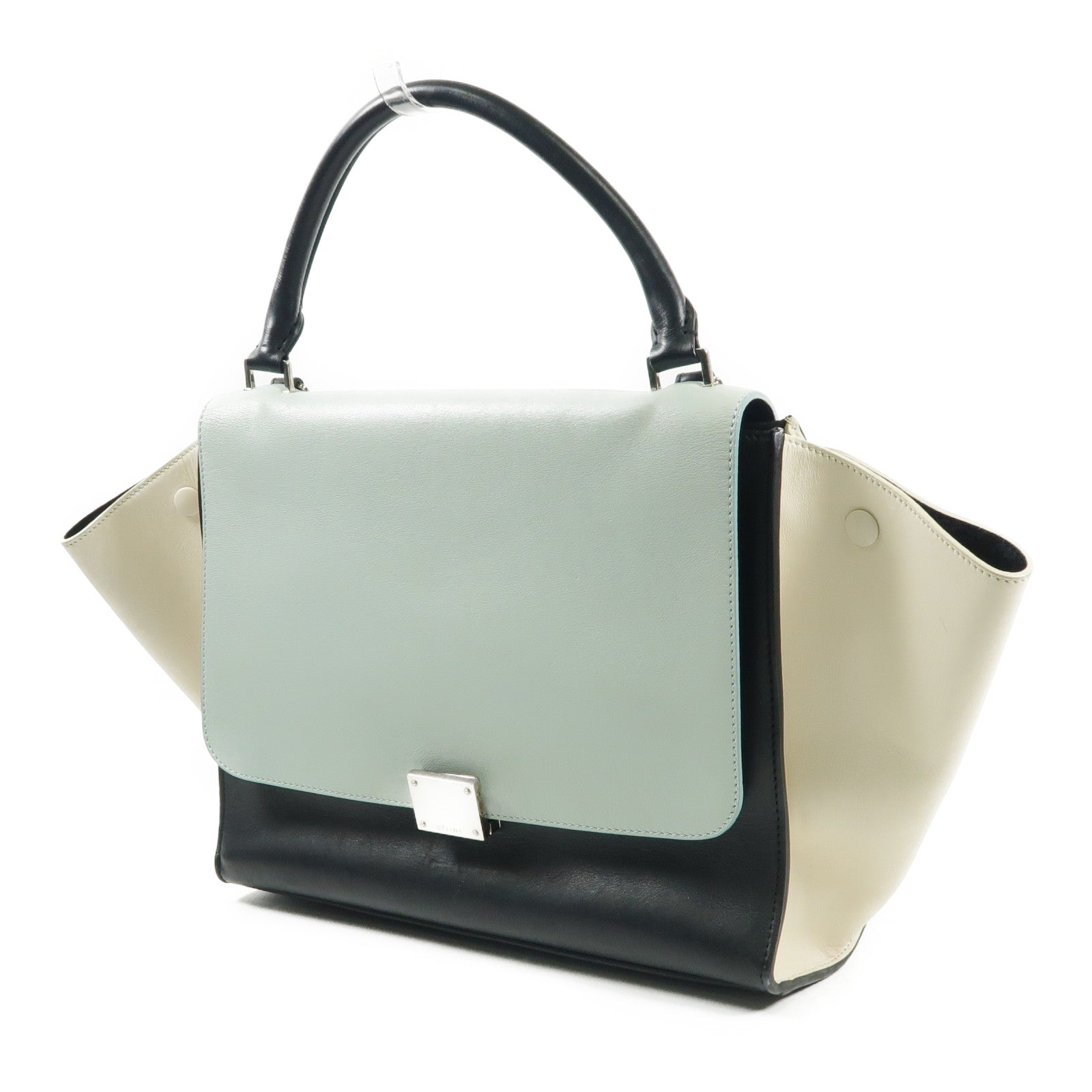 CELINE 牛皮皮革Trapeze銀扣手挽袋