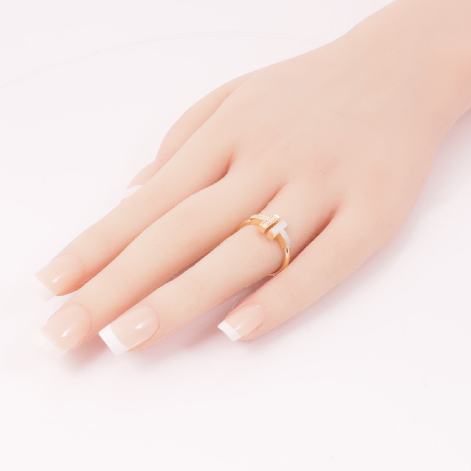 TIFFANY＆CO 18K玫瑰金Diamond T Wire Ring戒指